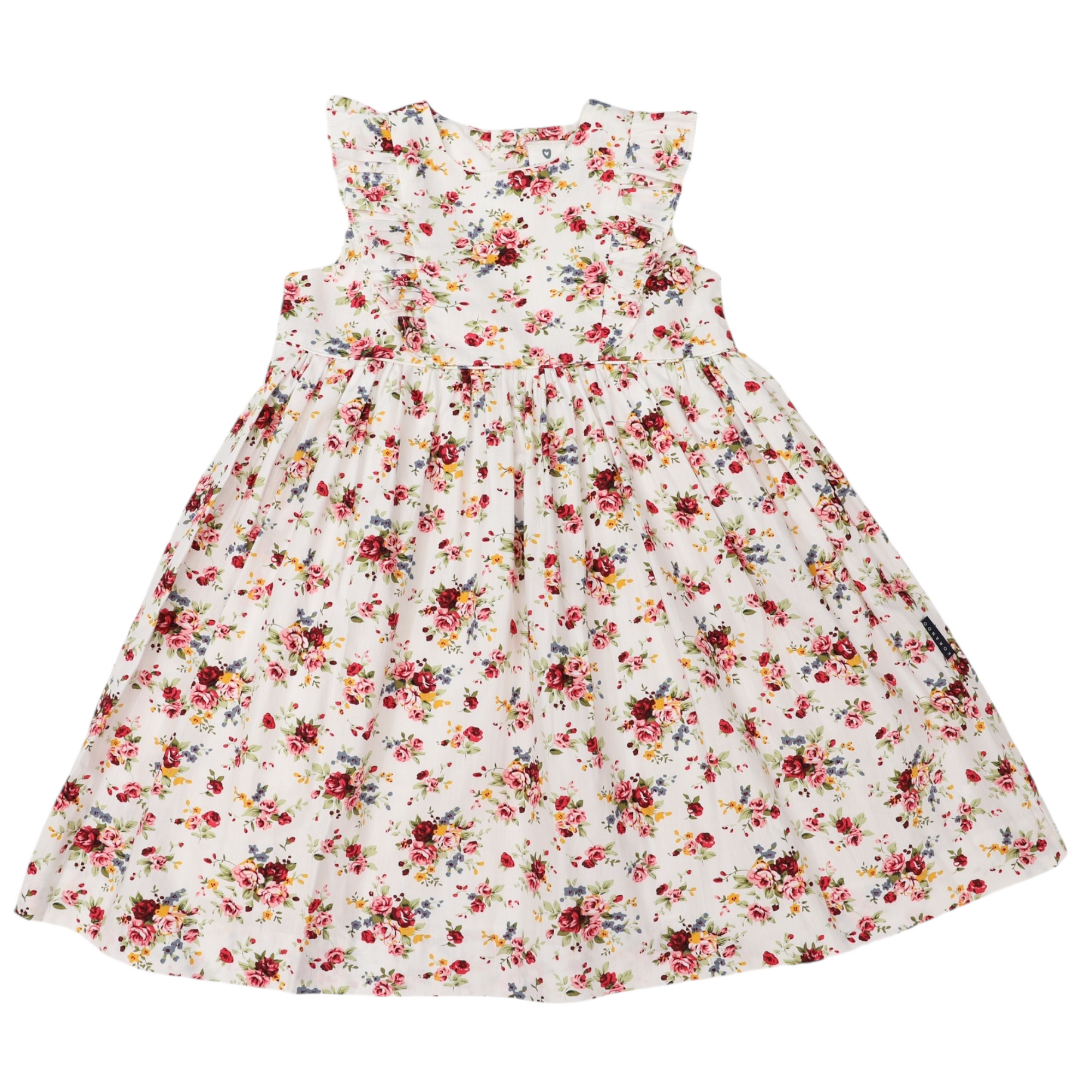 Korango Floral Dress with frill - White