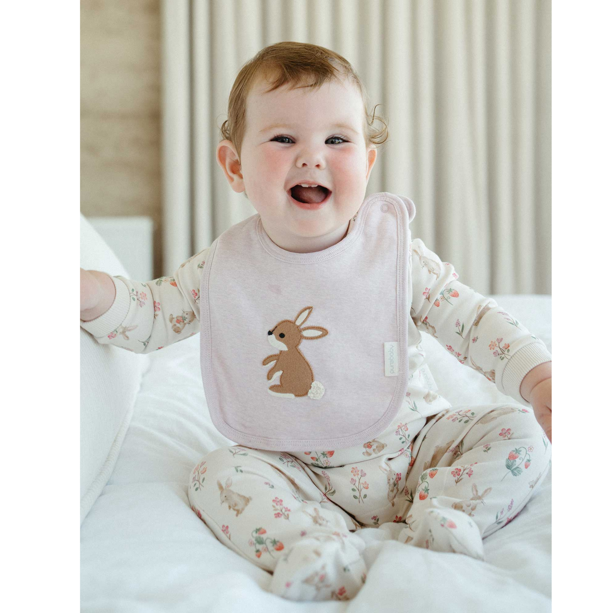 Purebaby Bunny Bib - Primrose  Melange