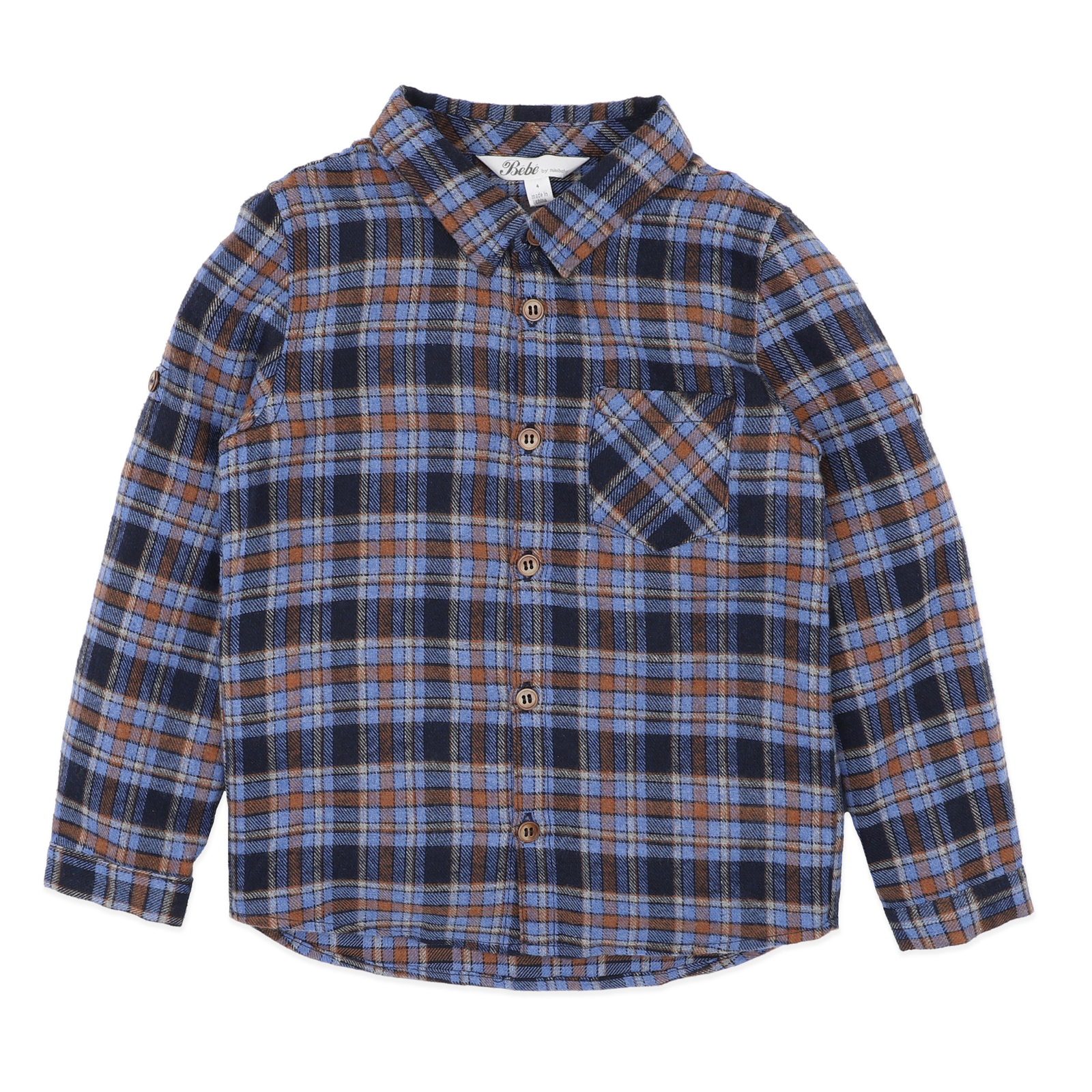 Bebe Hunter Check Long Sleeve Shirt - Blue Check
