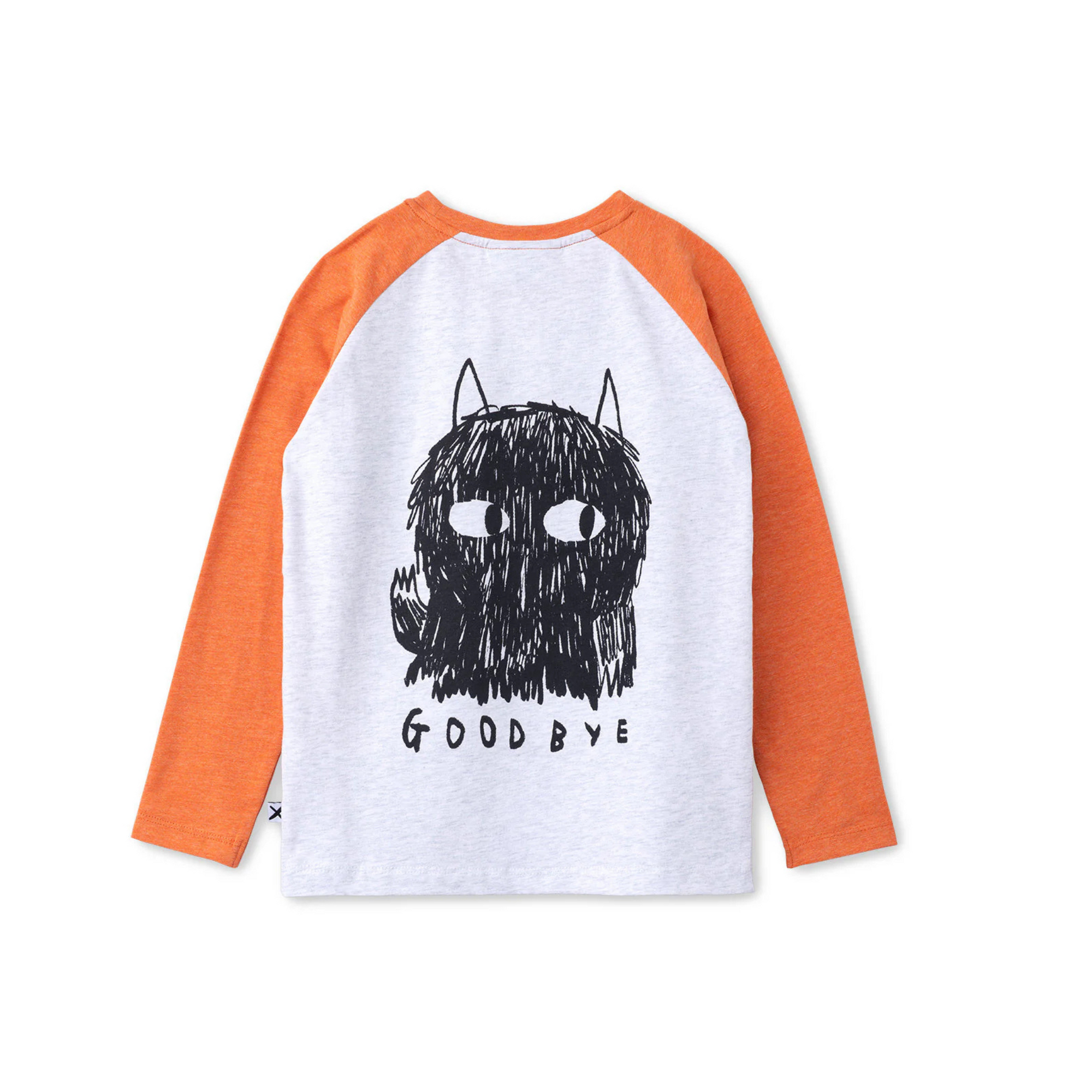 Minti Hello Goodbye Monster Tee - White Marle/Orange Marle
