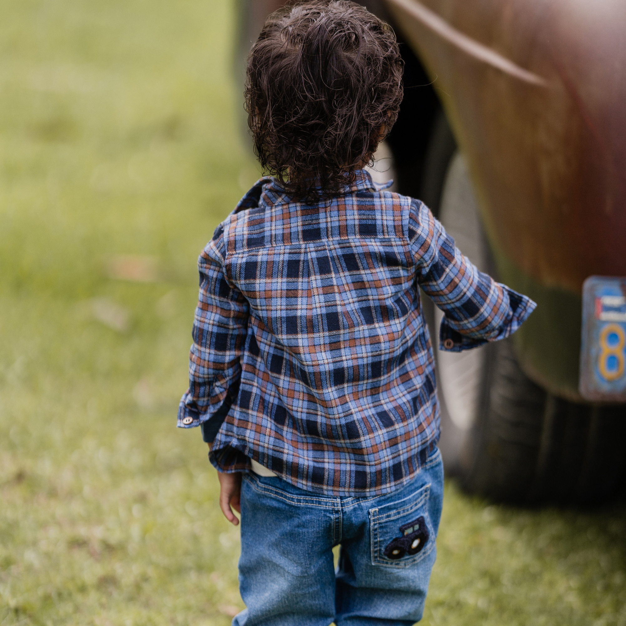 Bebe Hunter Check Long Sleeve Shirt - Blue Check