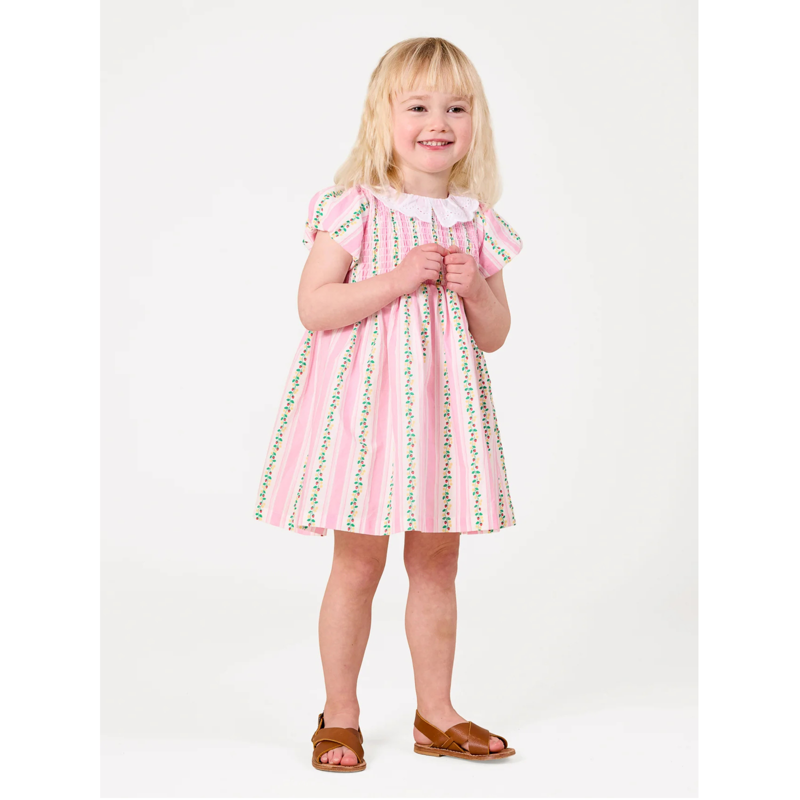 Goldie + Ace Antique Stripe Strawberry Flo Smocked Dress