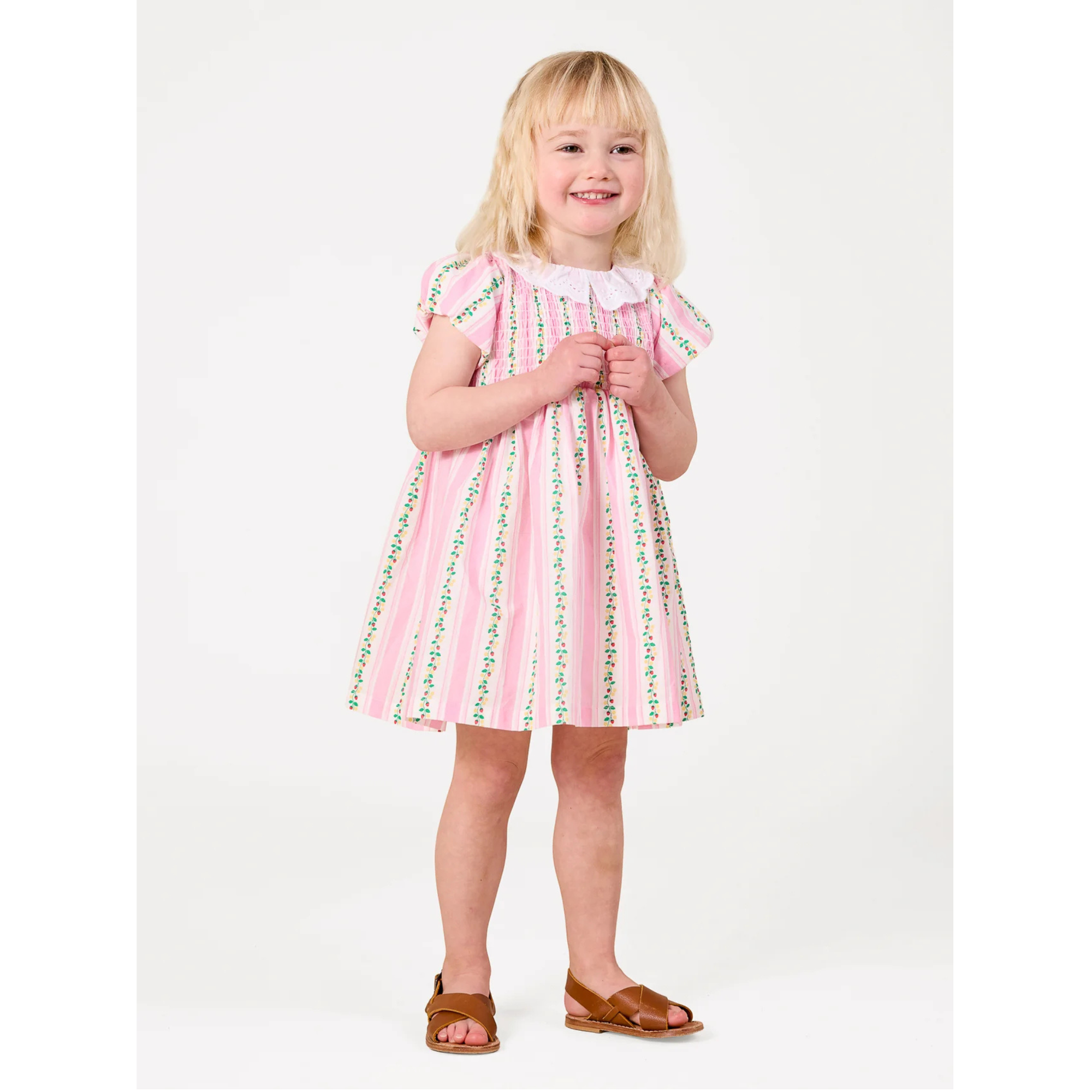 Goldie + Ace Antique Stripe Strawberry Flo Smocked Dress
