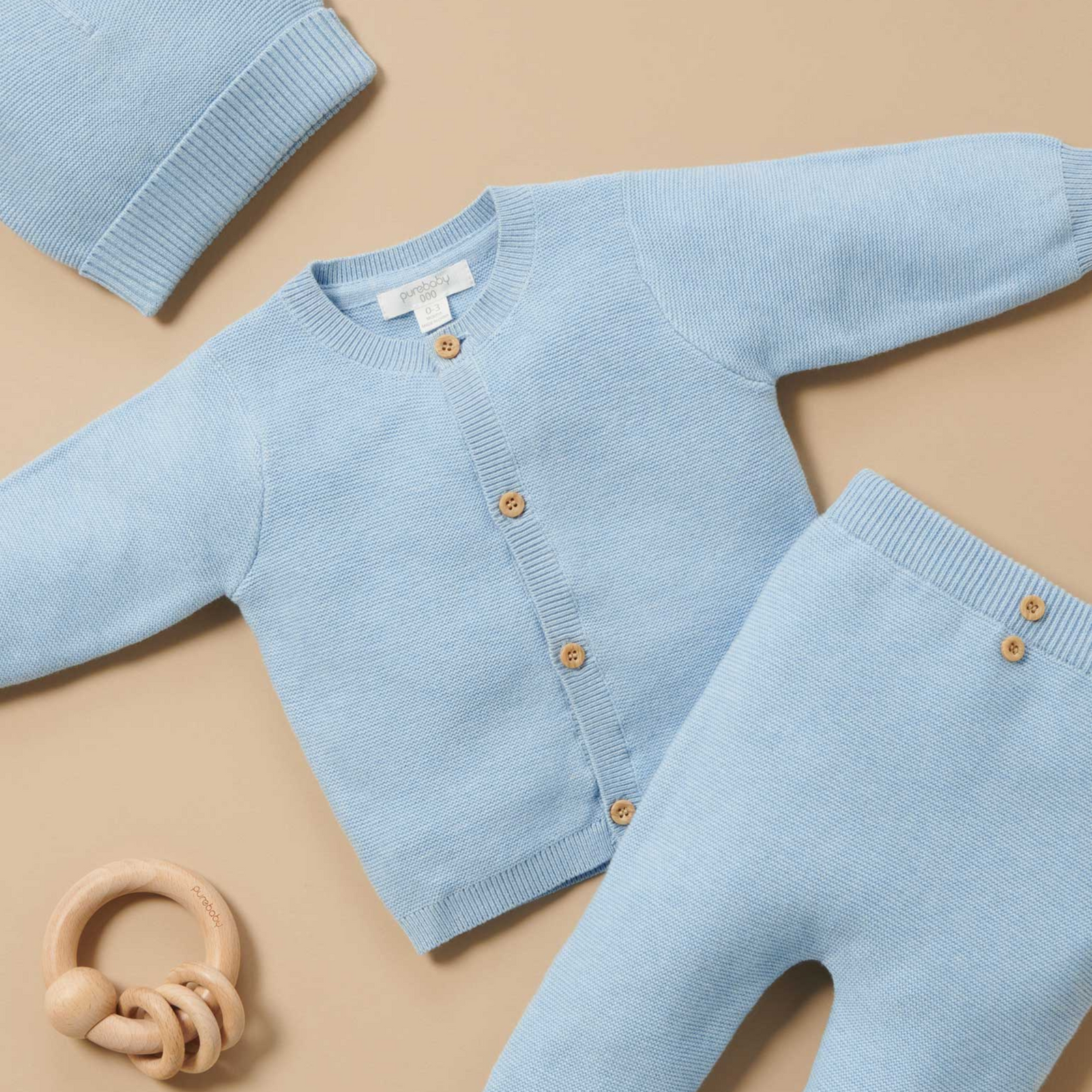 Purebaby Textured Cardigan - Blue Melange