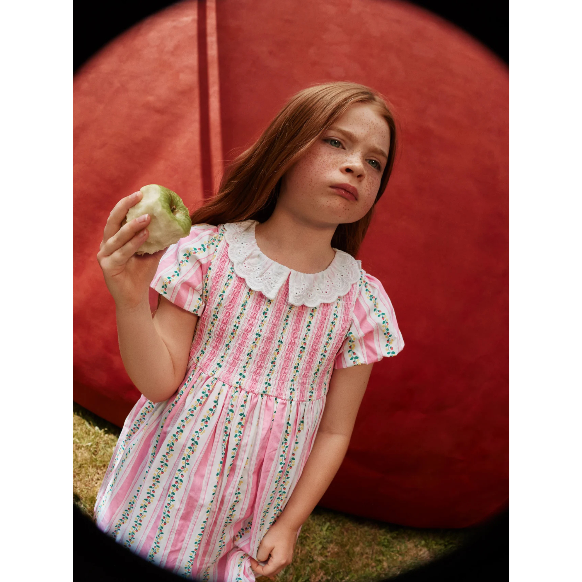 Goldie + Ace Antique Stripe Strawberry Flo Smocked Dress