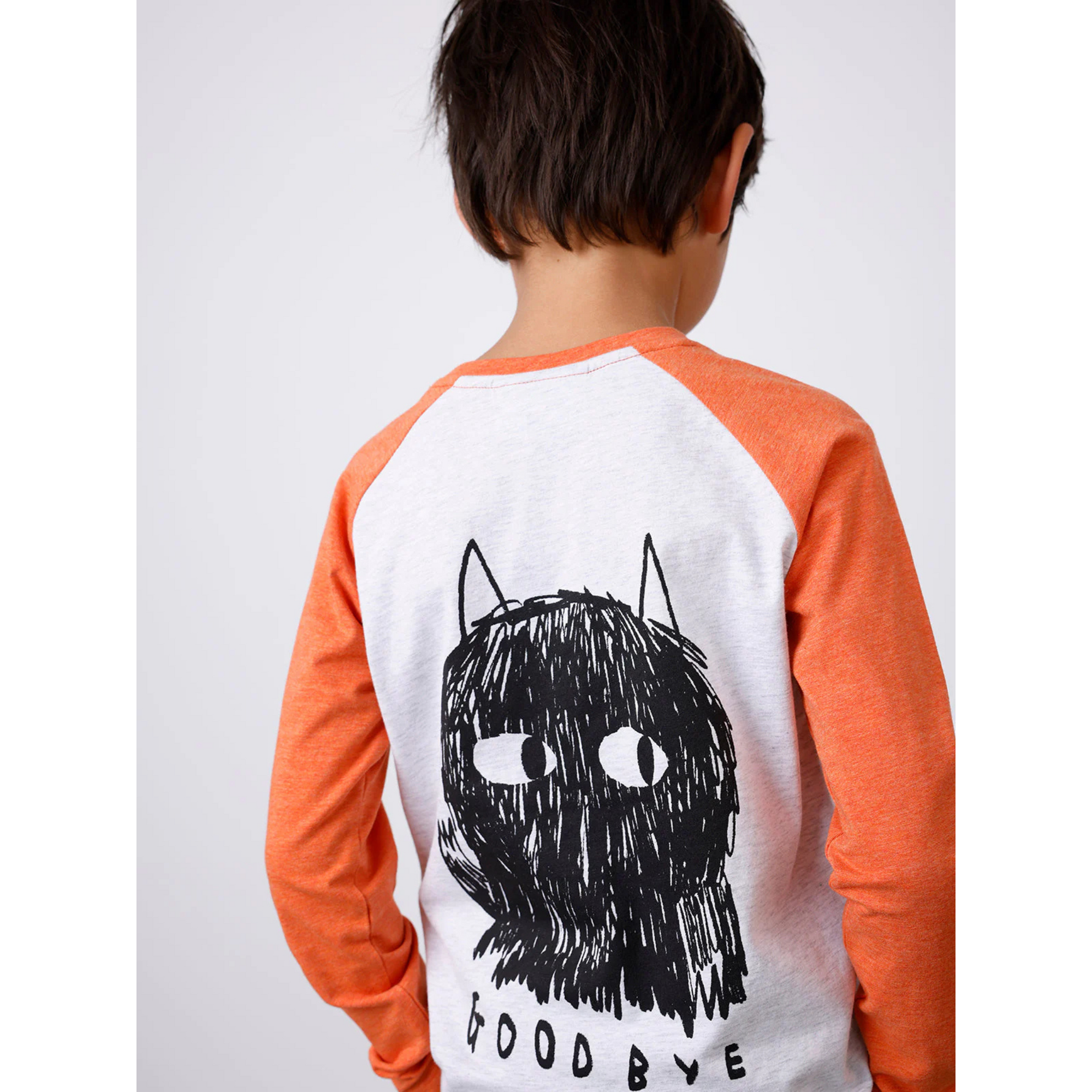 Minti Hello Goodbye Monster Tee - White Marle/Orange Marle