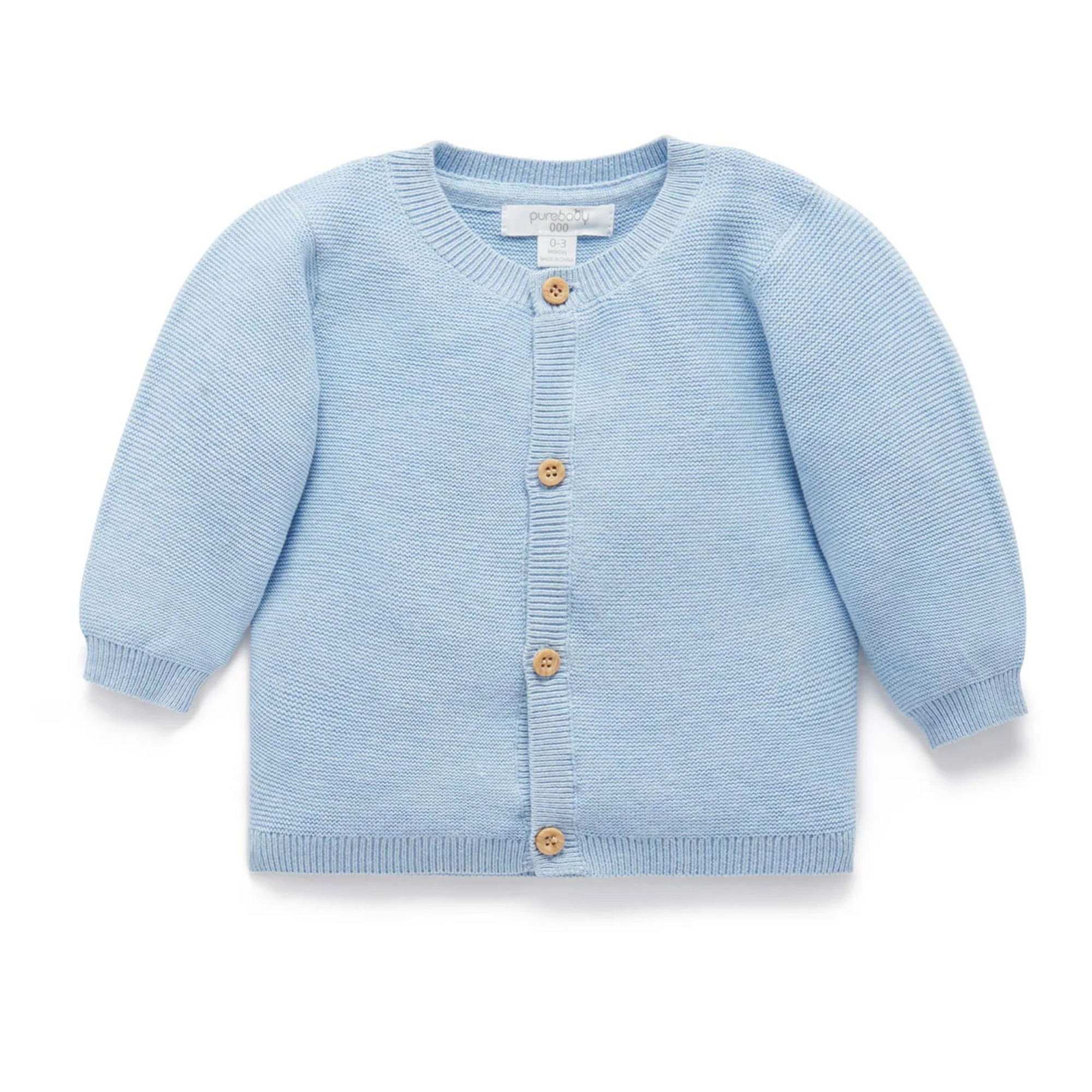 Purebaby Textured Cardigan - Blue  Melange