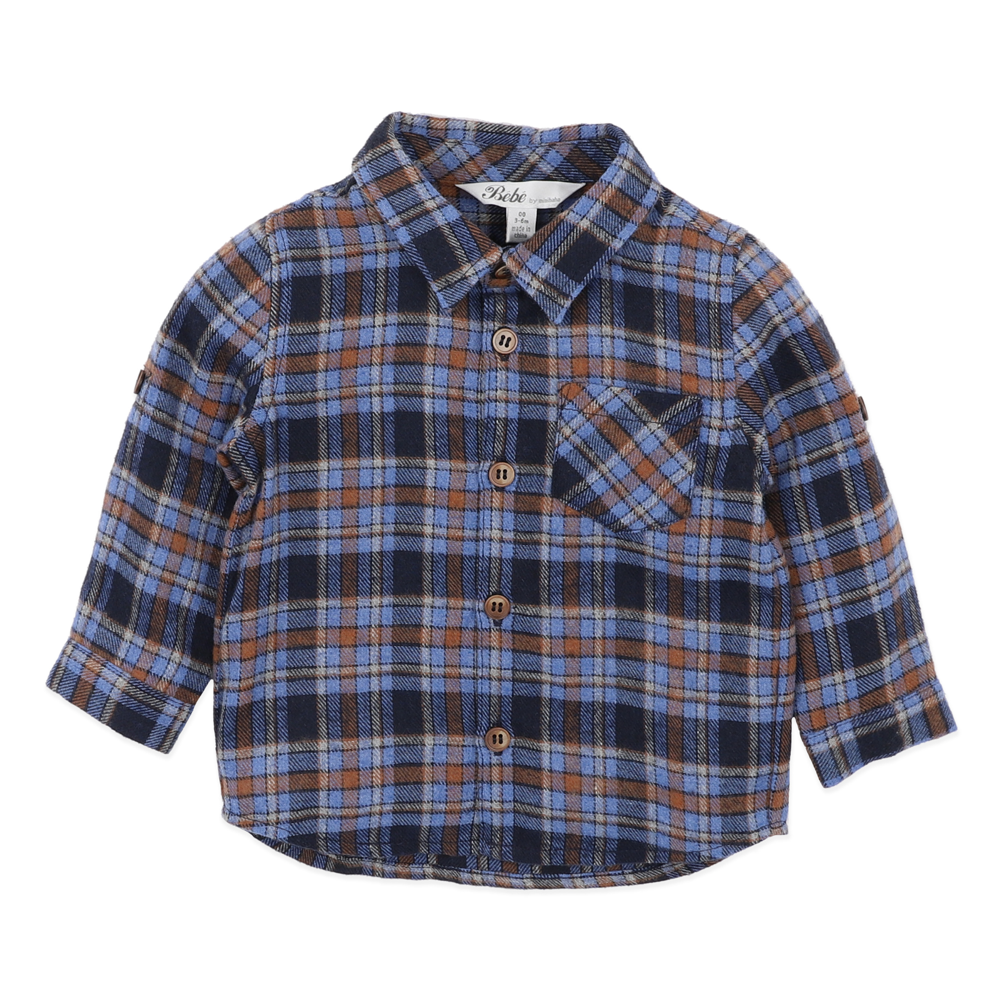Bebe Hunter Check Long Sleeve Shirt - Blue Check