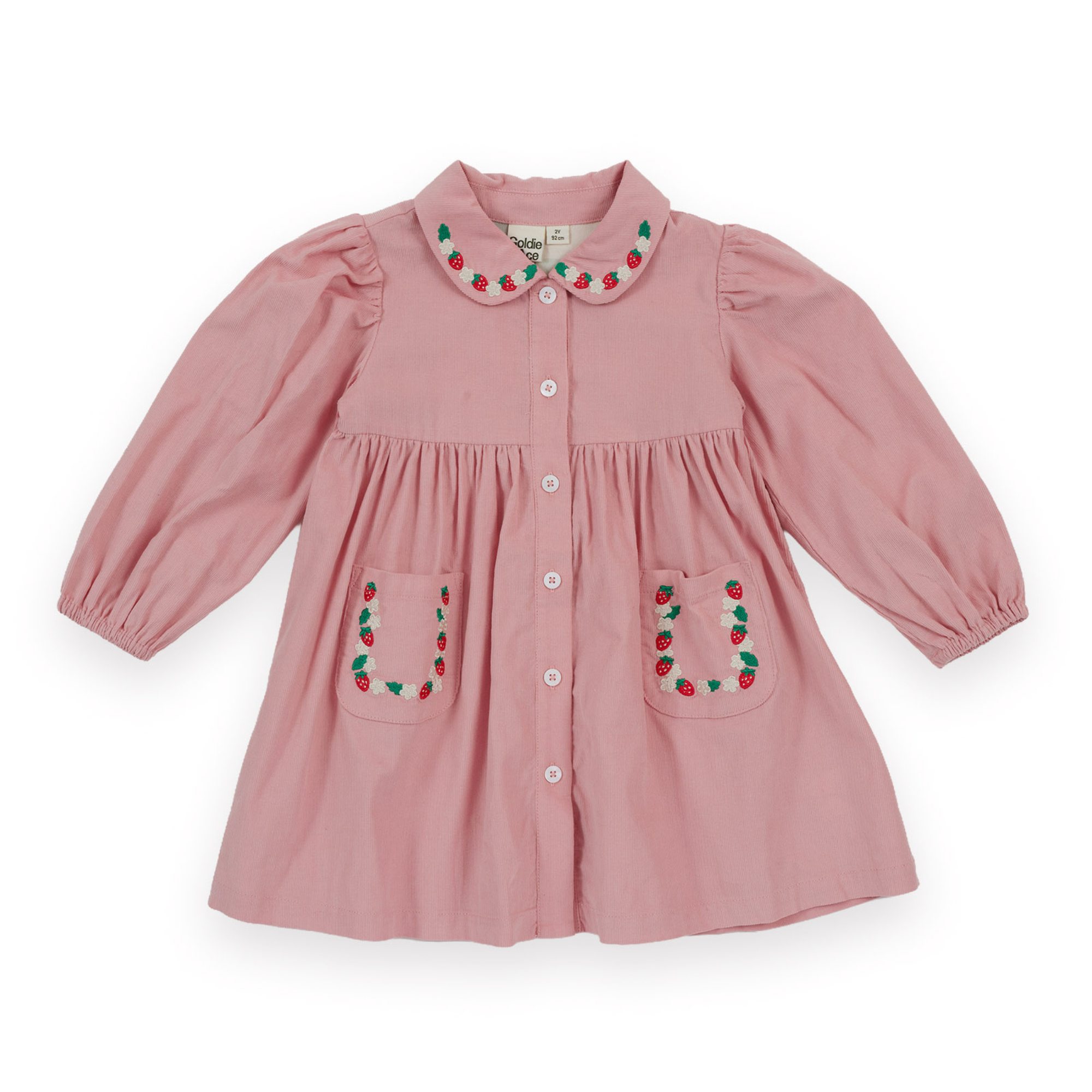 Goldie + Ace Wild Strawberry Corduroy Collar Dress