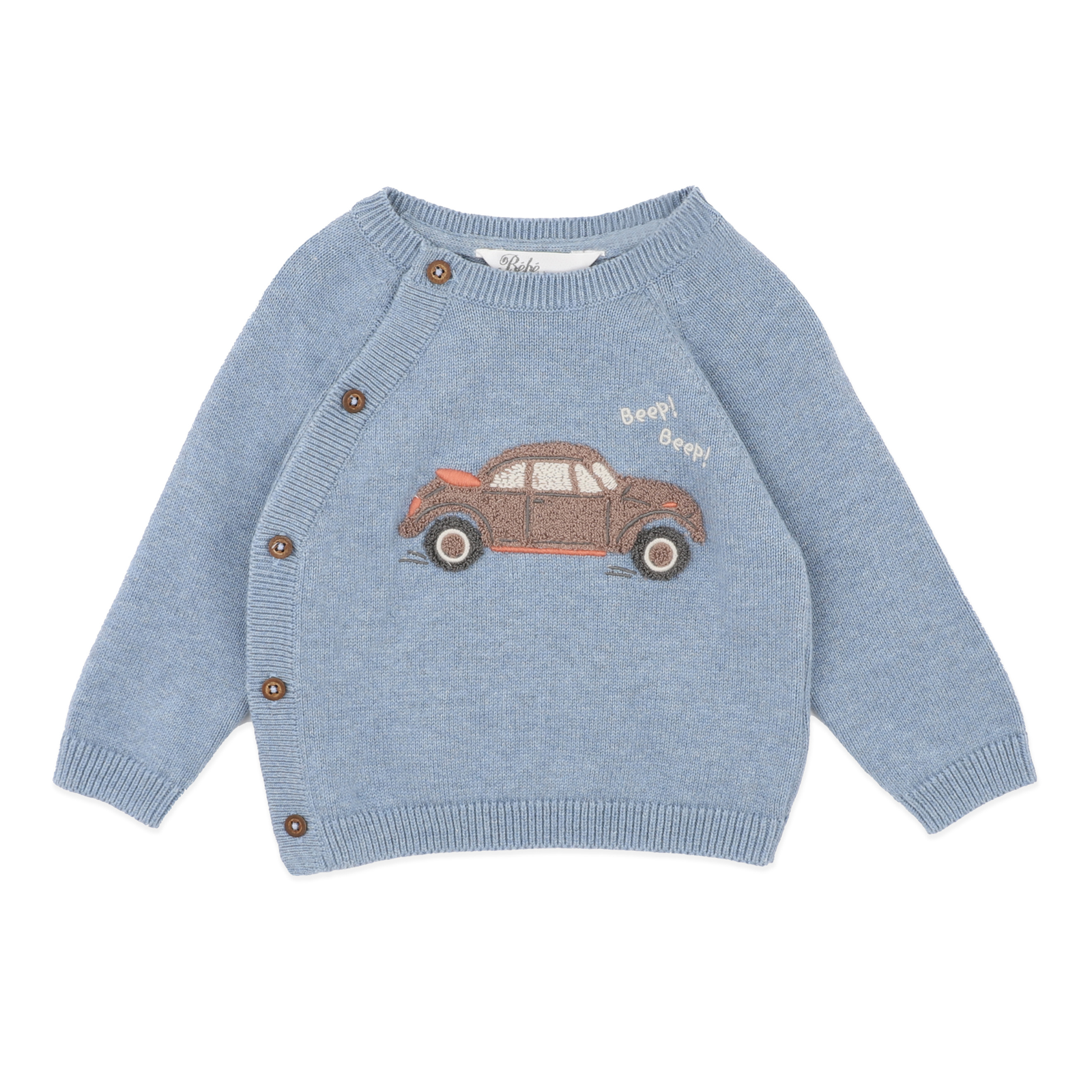 Bebe Alvin car organic knitted jumper - Sky blue
