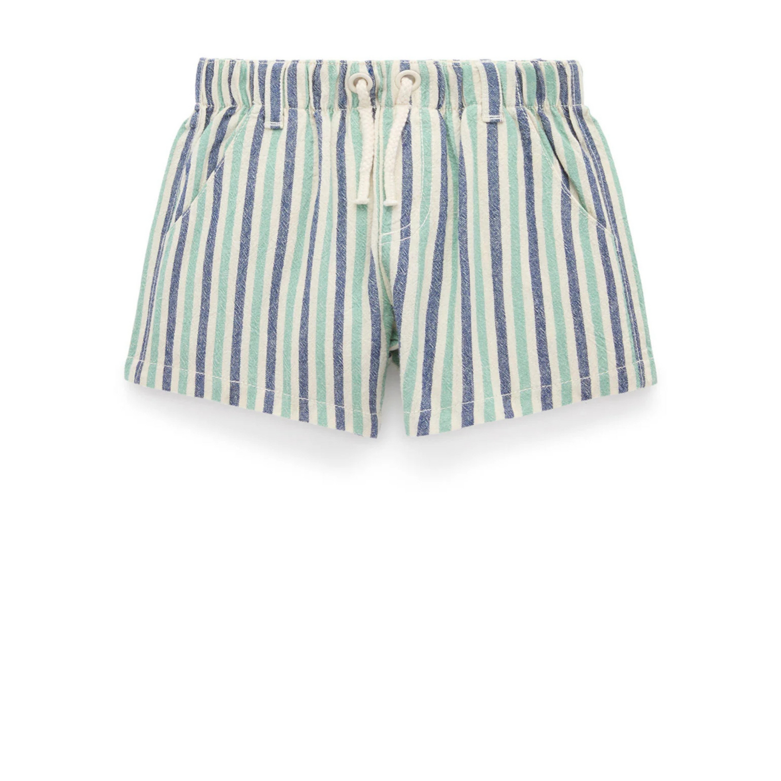 Purebaby Pull on Striped Short - Iguana Stripe