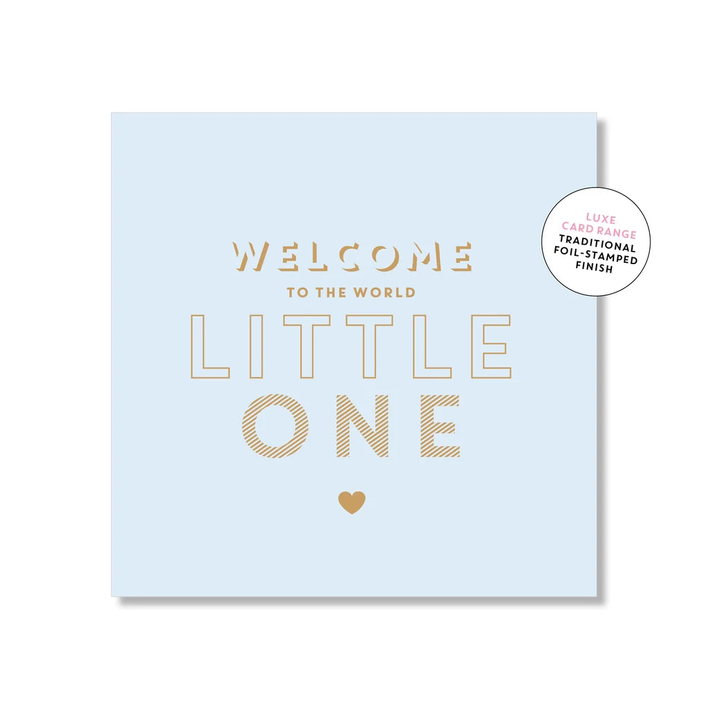 Welcome Little One Mini Card - Blue &amp; Pink