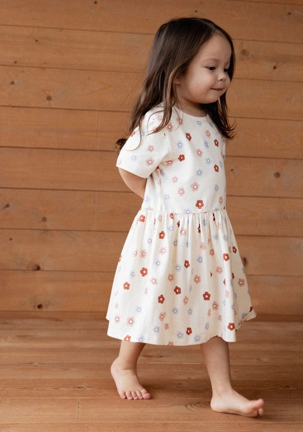 Nature Baby Saturday Dress -  Petite Flora Stamp Print