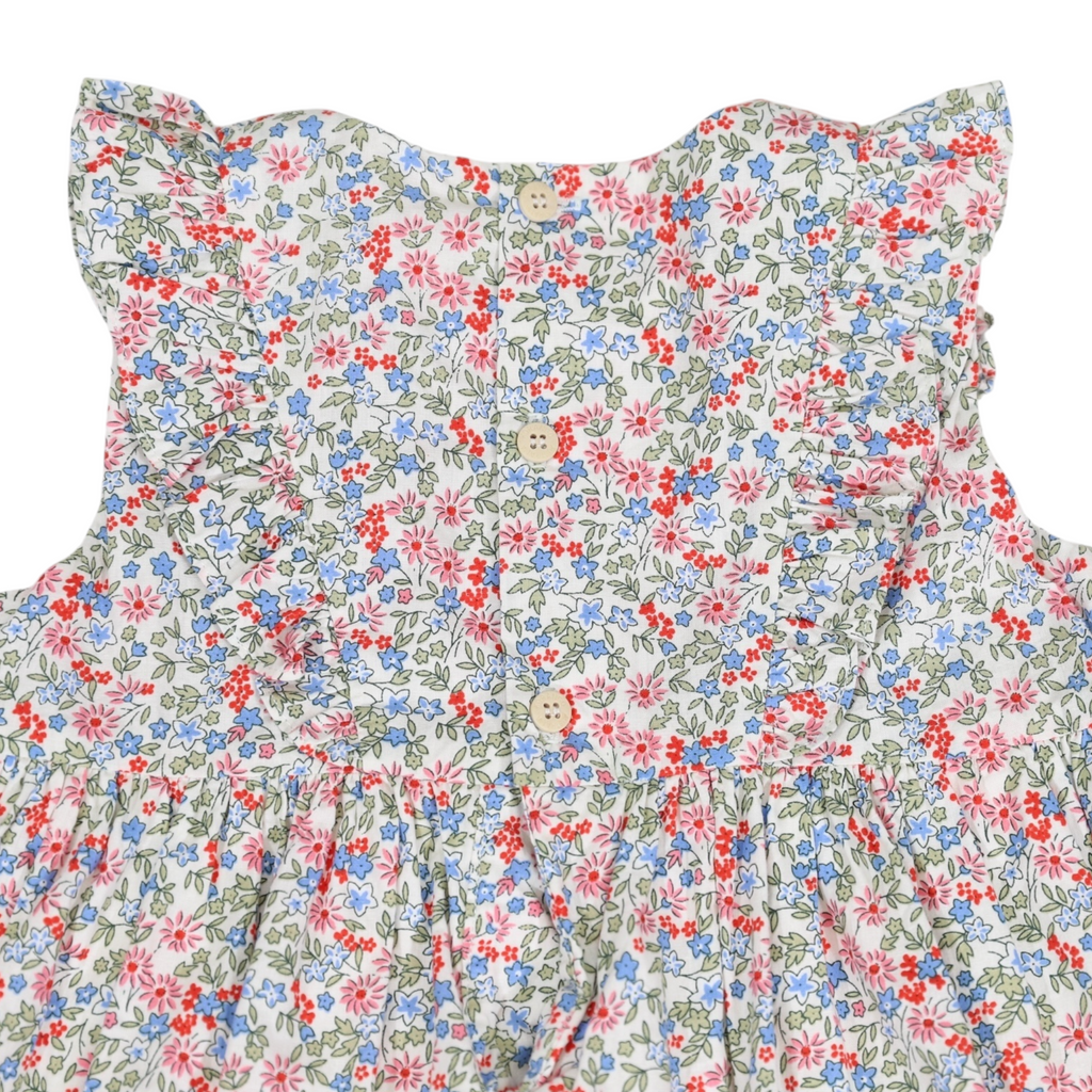 Frilled Smocked Dress Red Floral