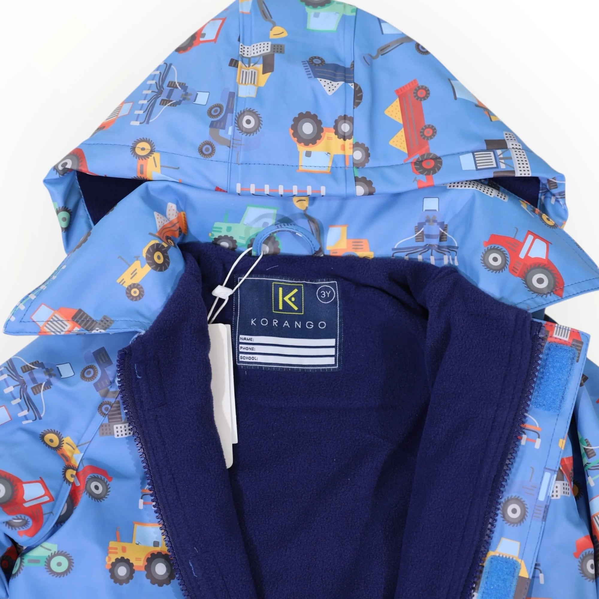 Korango Farm Machine Print Raincoat - Blue