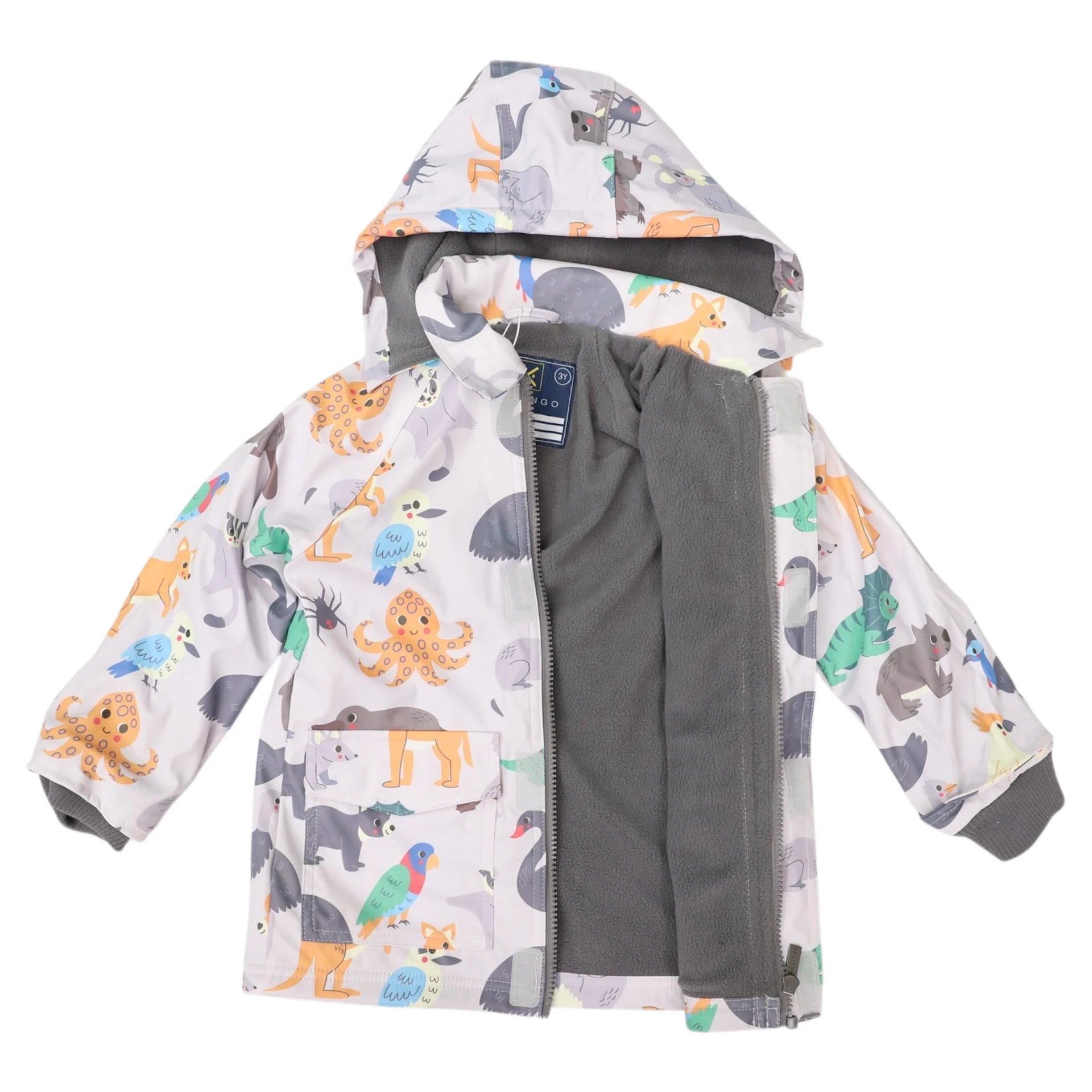 Korango Australian Animal Printed Raincoat - Grey