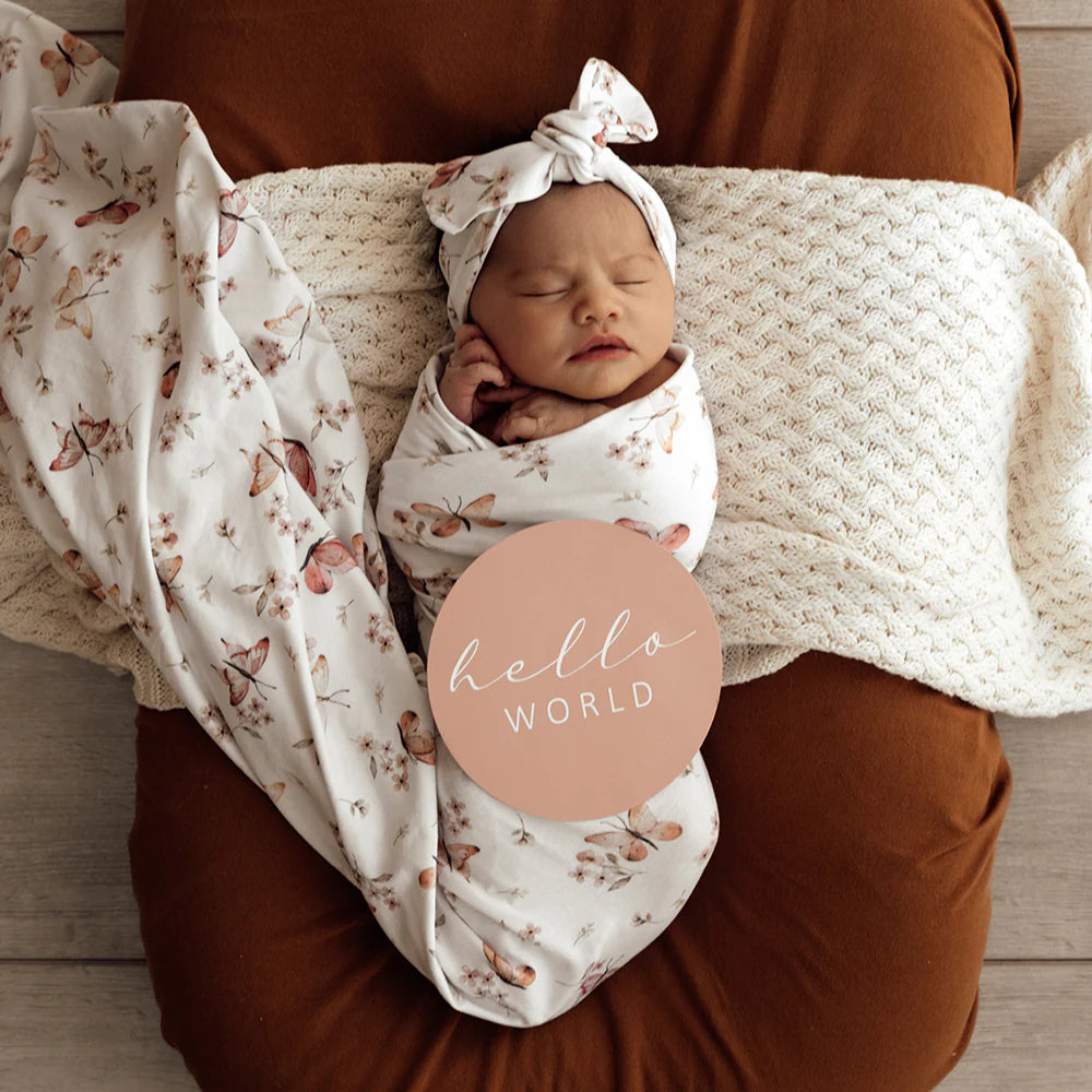 BUTTERFLY -Snuggle Hunny Organic Jersey Wrap &amp; Beanie Set