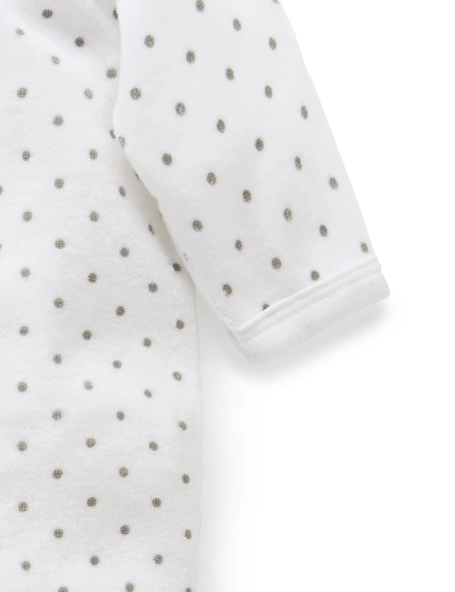 Purebaby Premi Velour Growsuit - White With Grey Spot