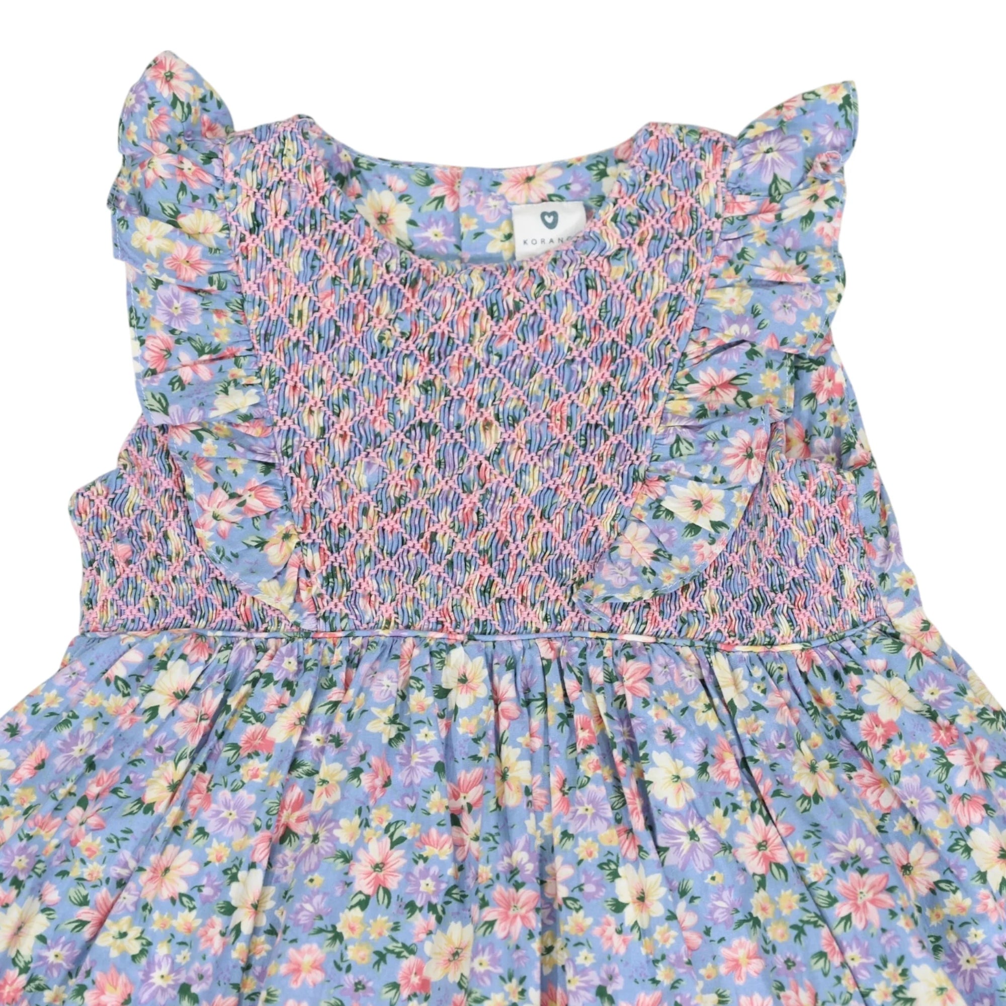 Smocked Floral Dress Blue Floral