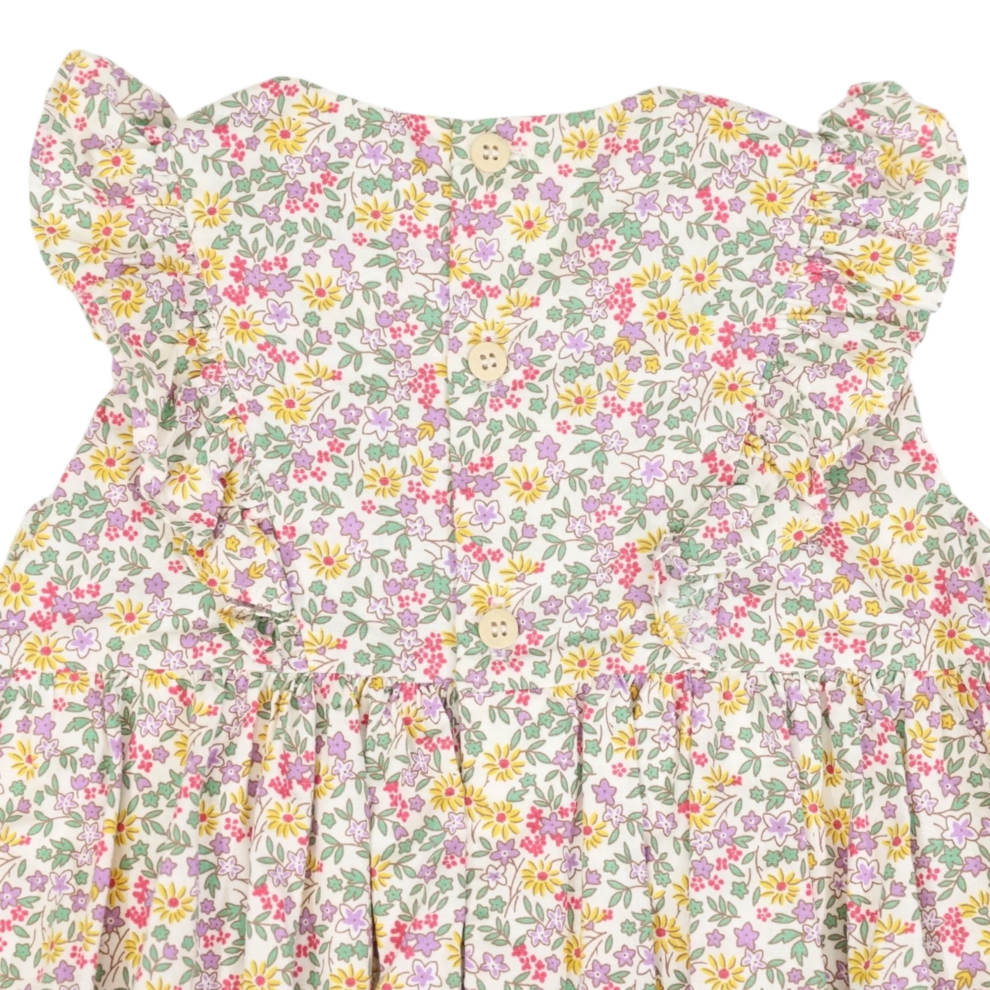 Floral Smocked Sunsuit - Yellow Floral