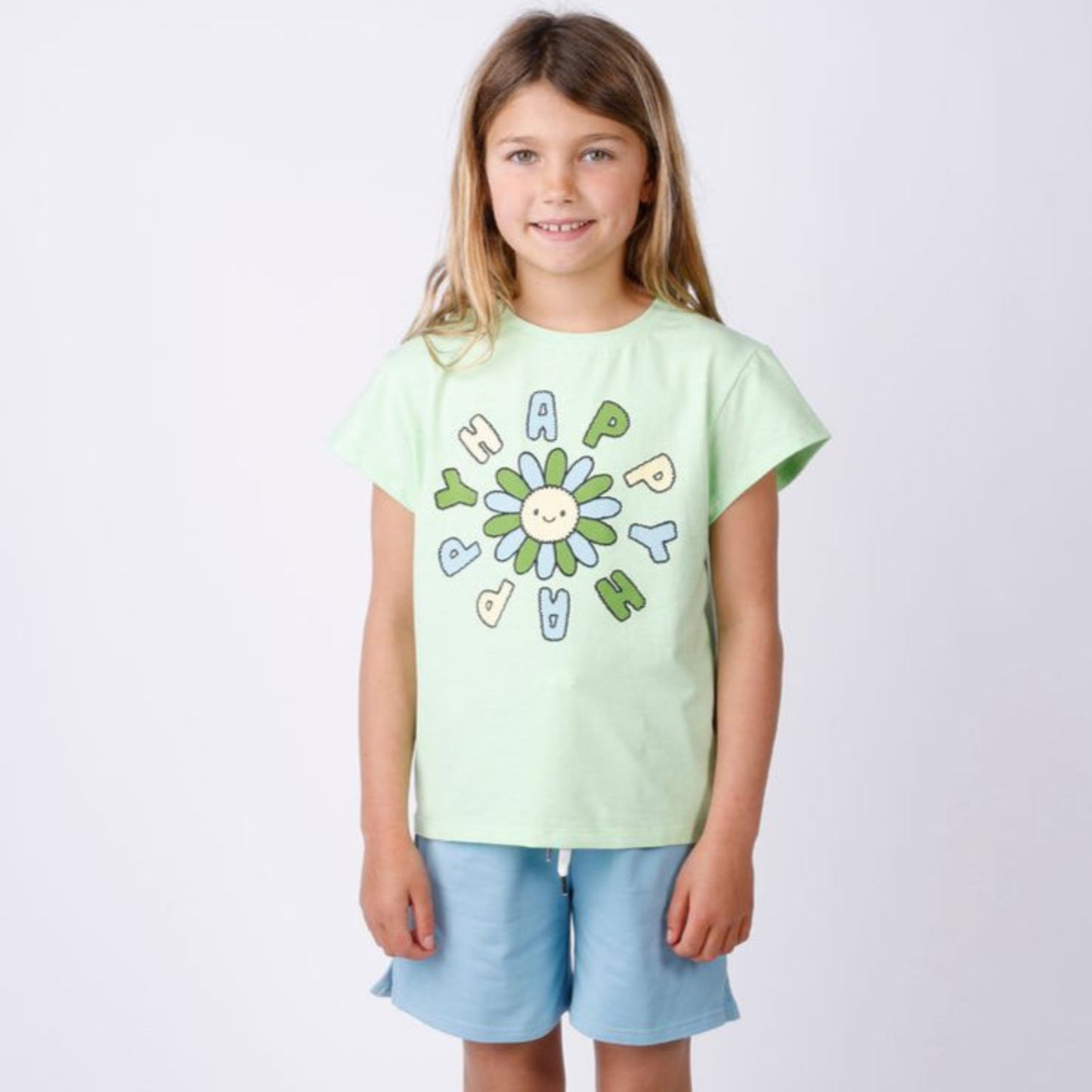 Minti Happy Happy Tee - Lime Marle
