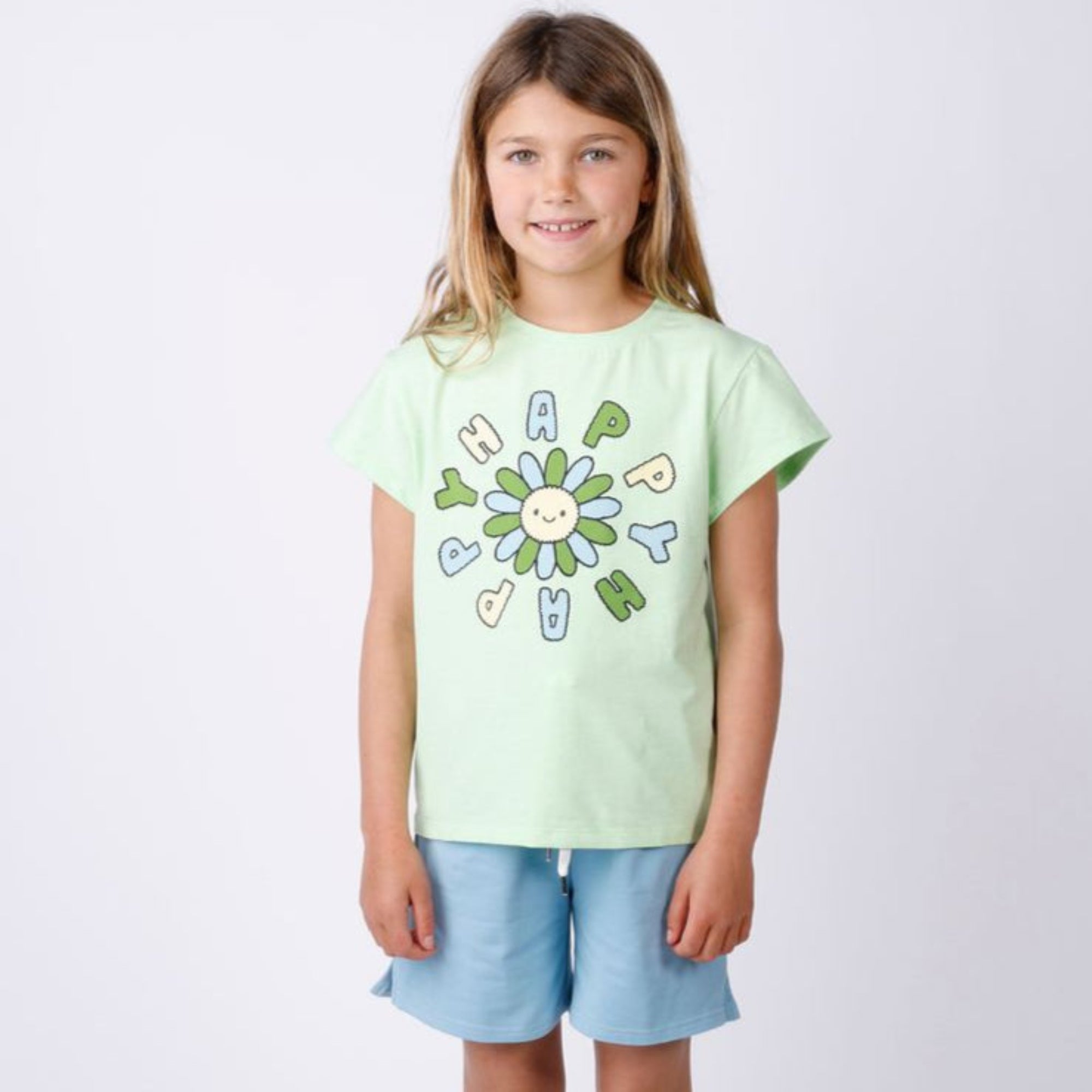 PRE-ORDER Minti Happy Happy Tee - Lime Marle