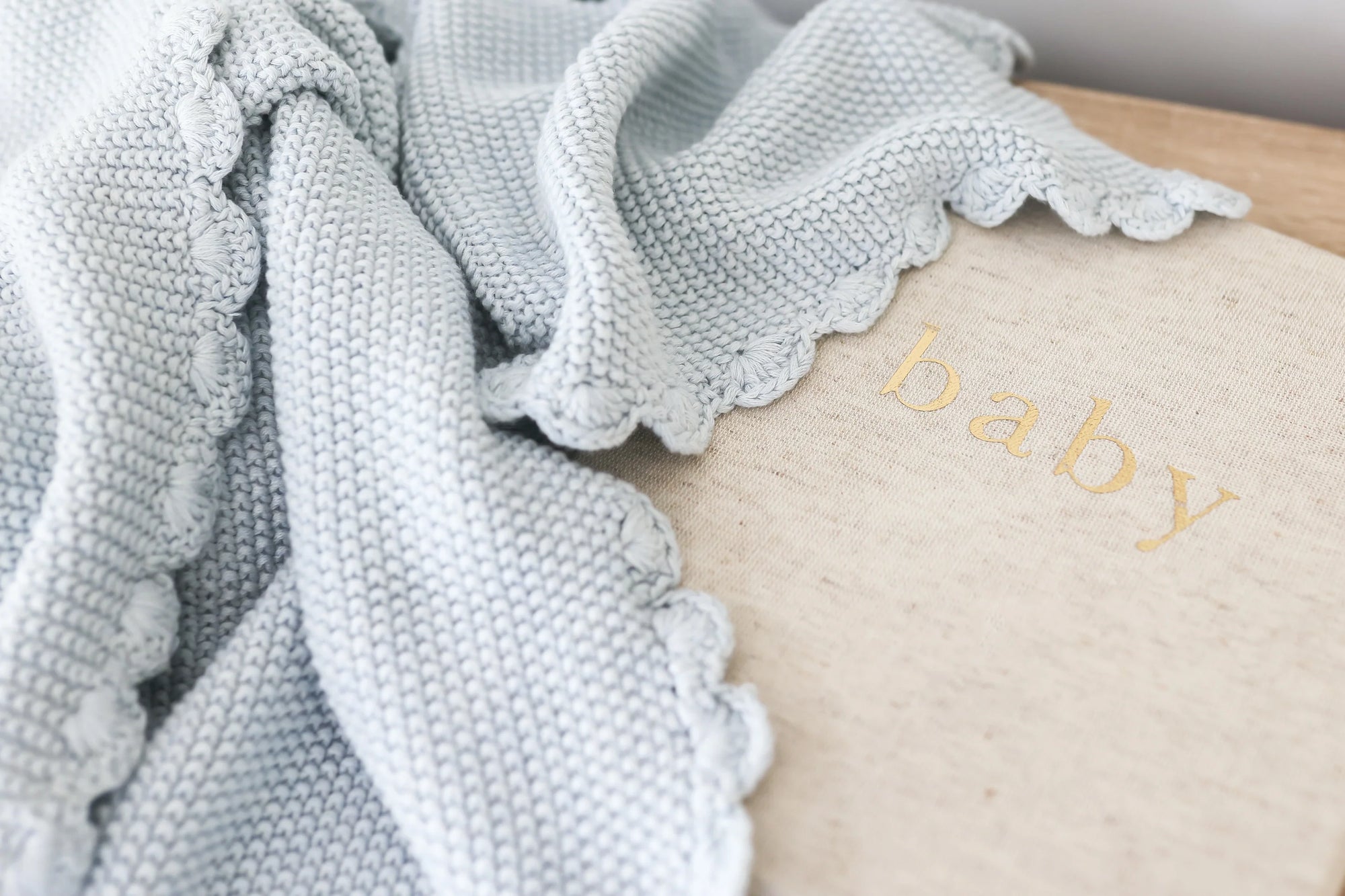 Alimrose Mini Moss Stitch Baby Blanket - Blue