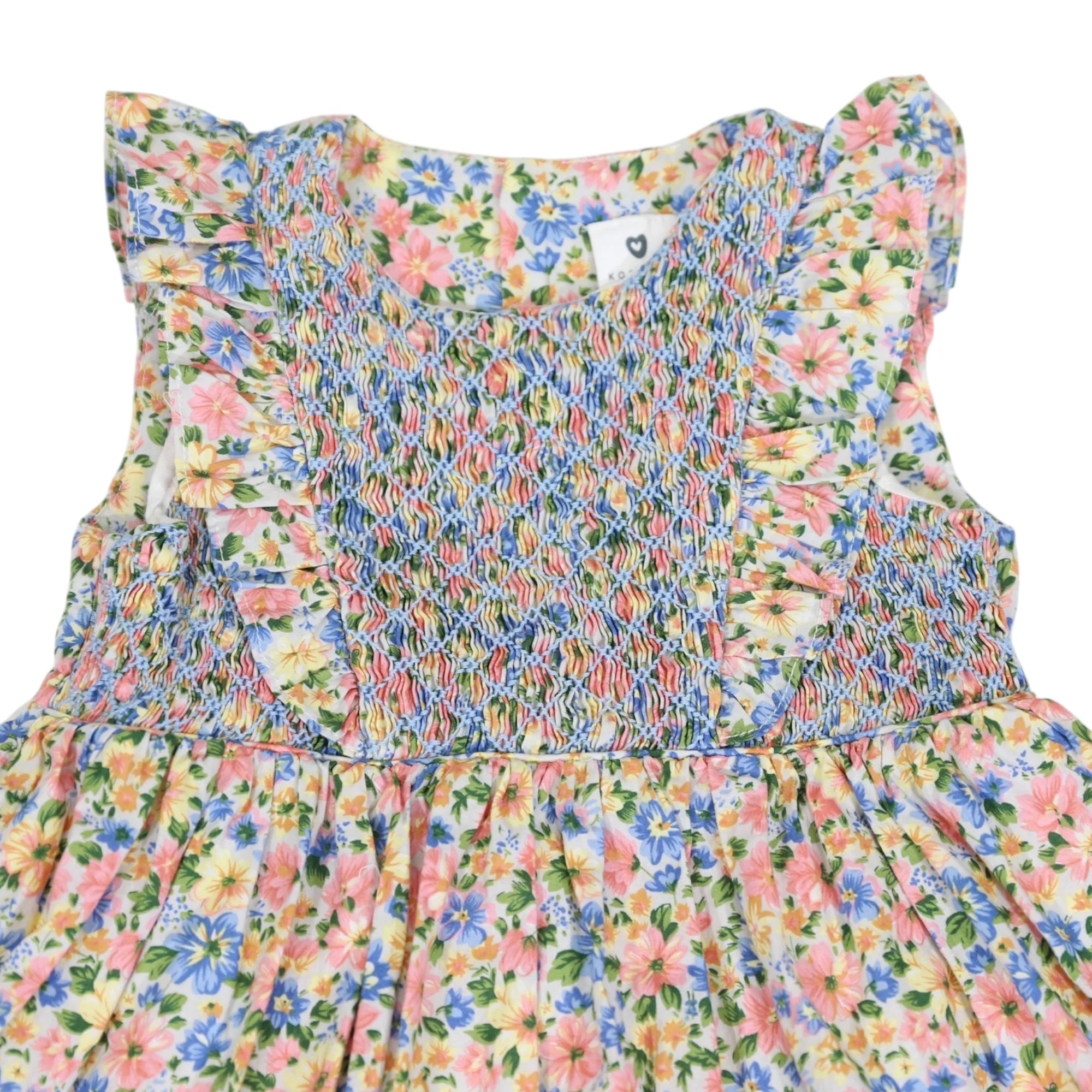 Smocked Floral Dress Yellow Floral