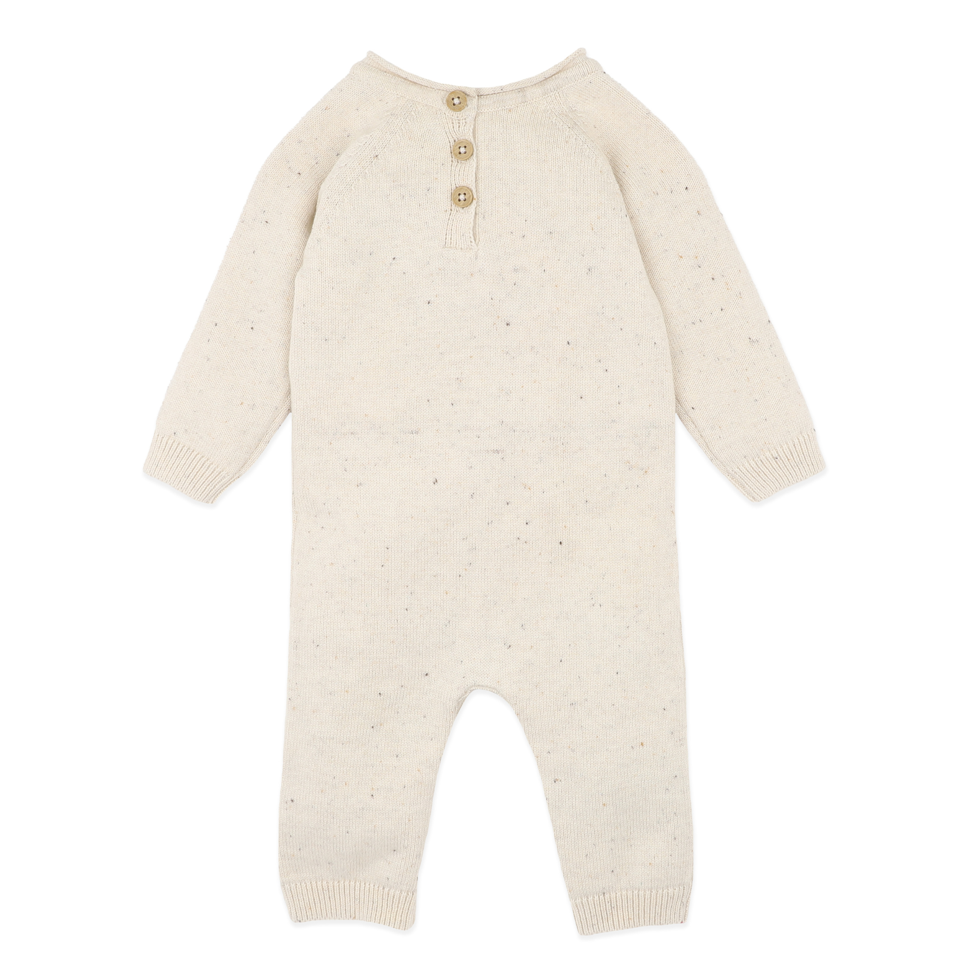 Bebe Charlie koala organic knitted romper - Cream Speckle