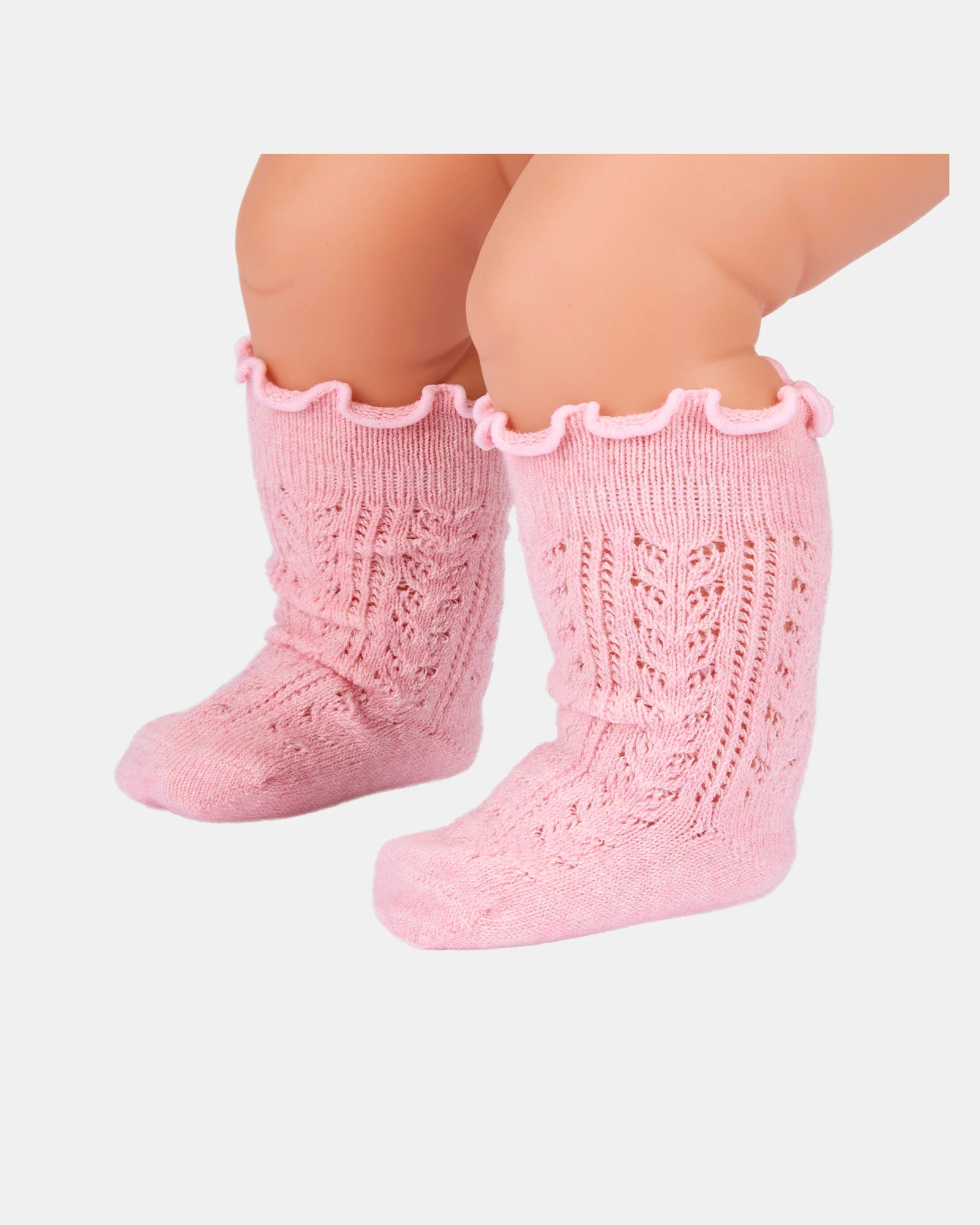 Toshi Organic Socks Knee Frilly Lace Misty Rose