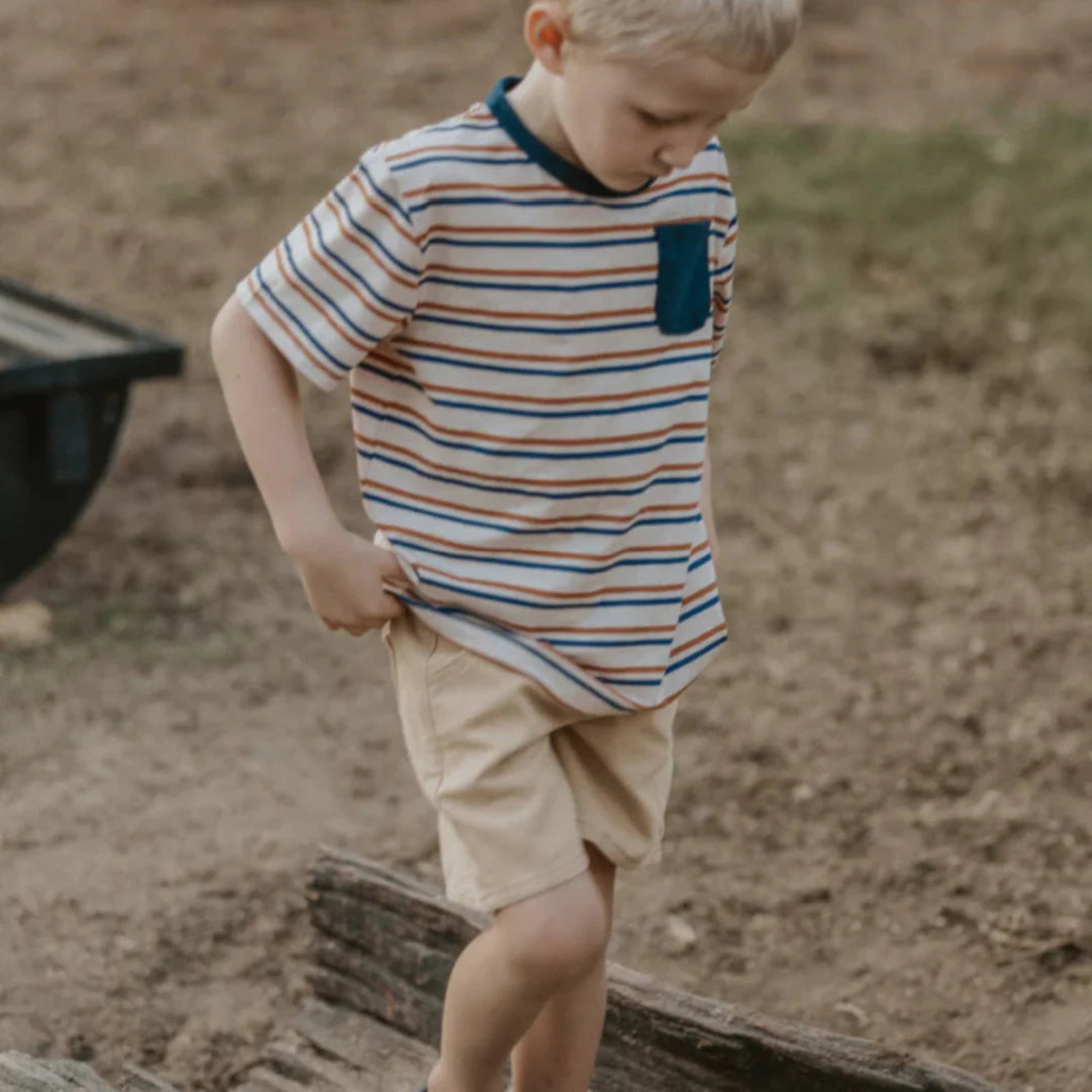 Milky Mini Stripe Pocket Tee