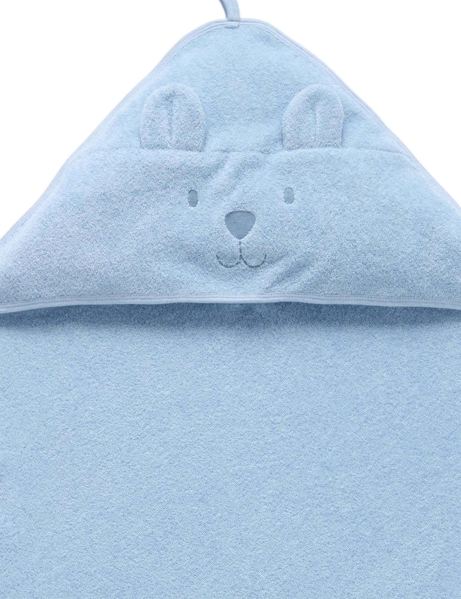 Purebaby Hooded Bear Towel - Blue