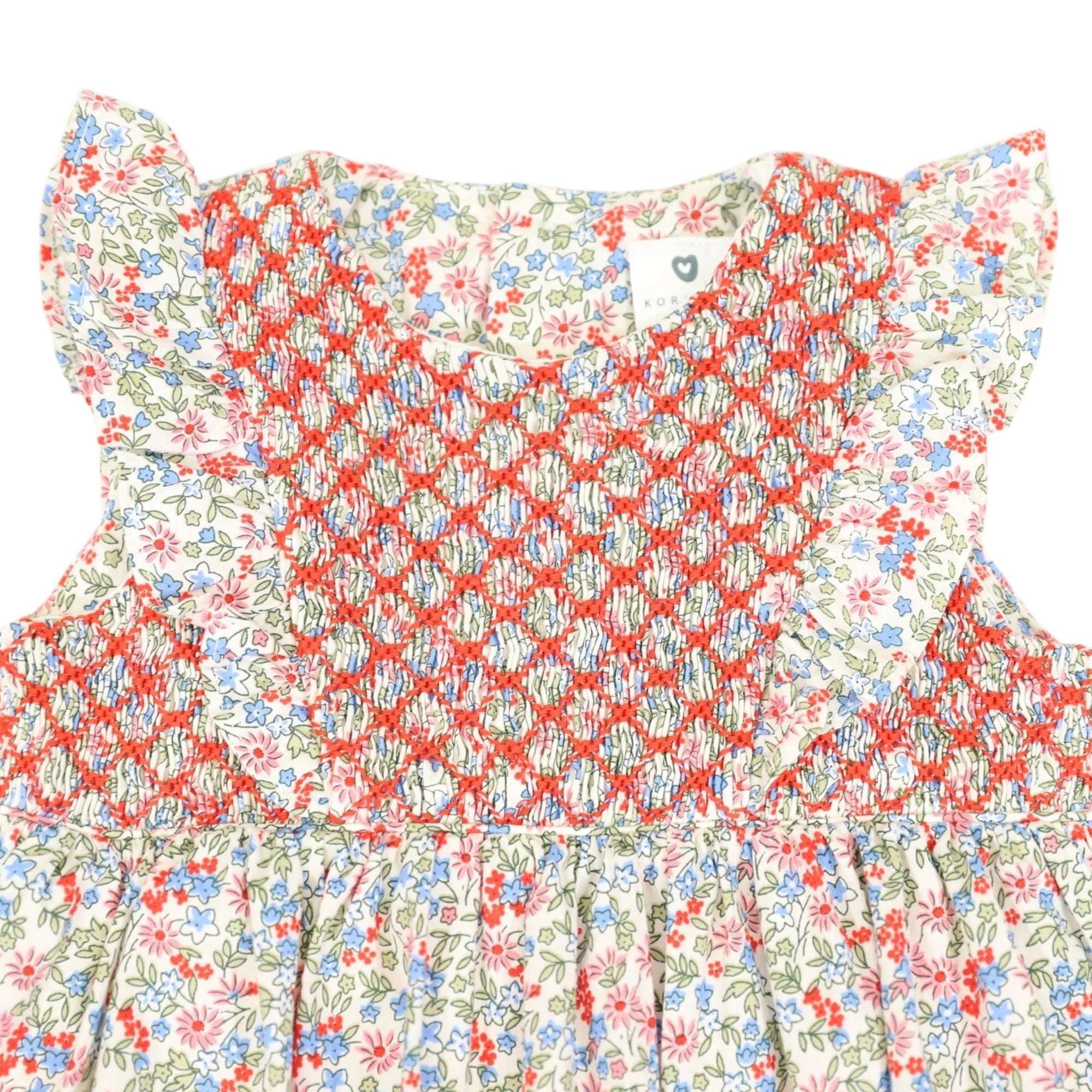 Floral Smocked Sunsuit - Red Floral