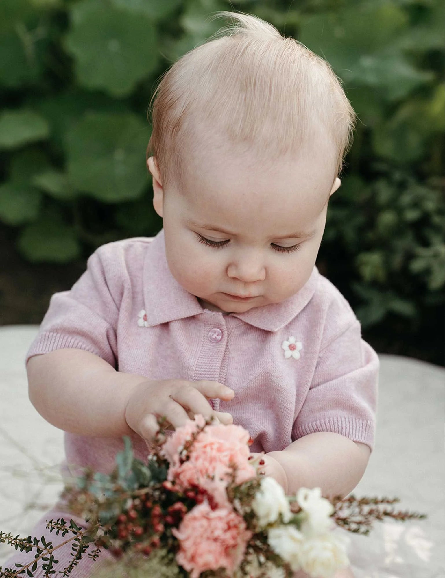 Knitted Embroidered Set - Petunia Melange