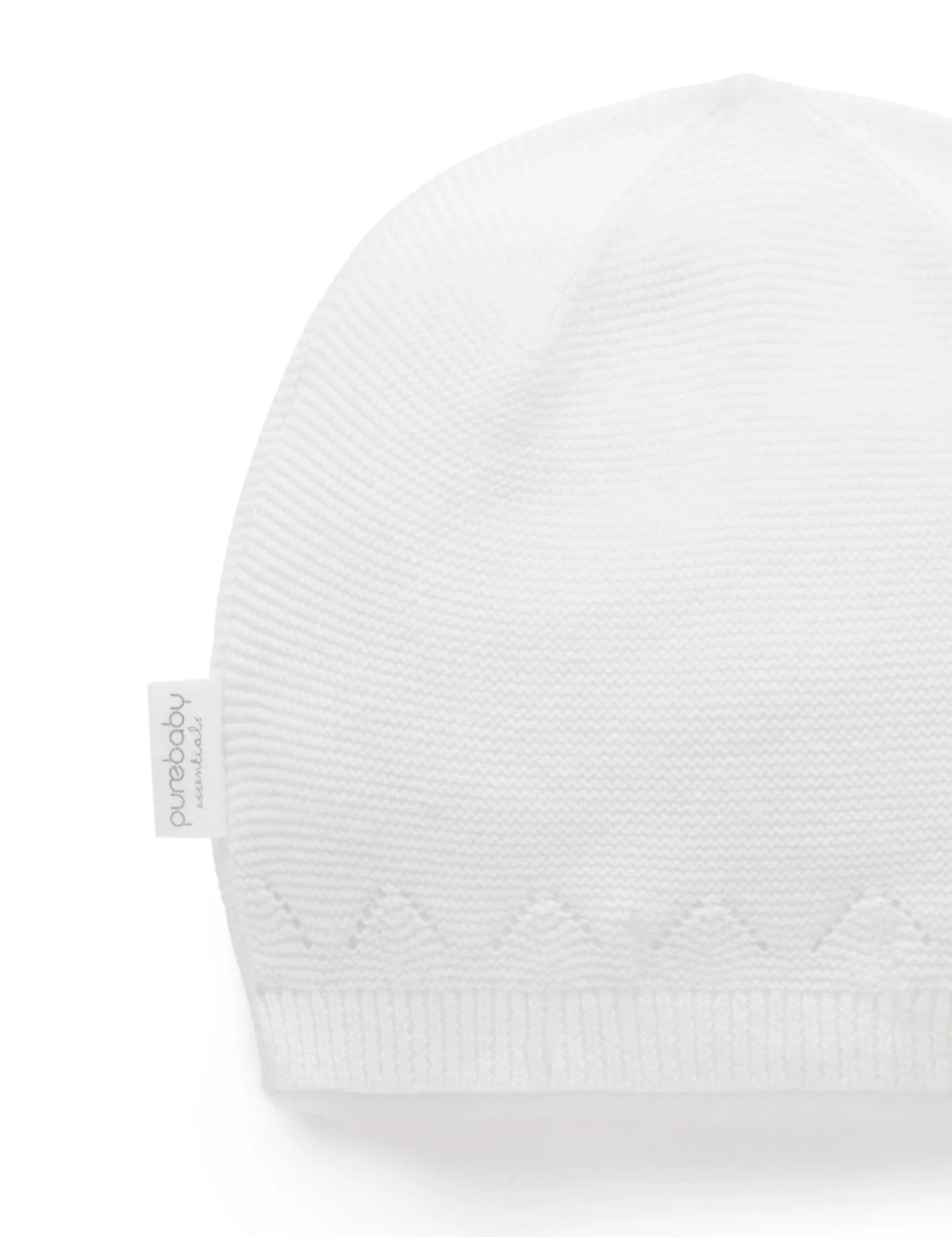 Purebaby Layette Beanie - White