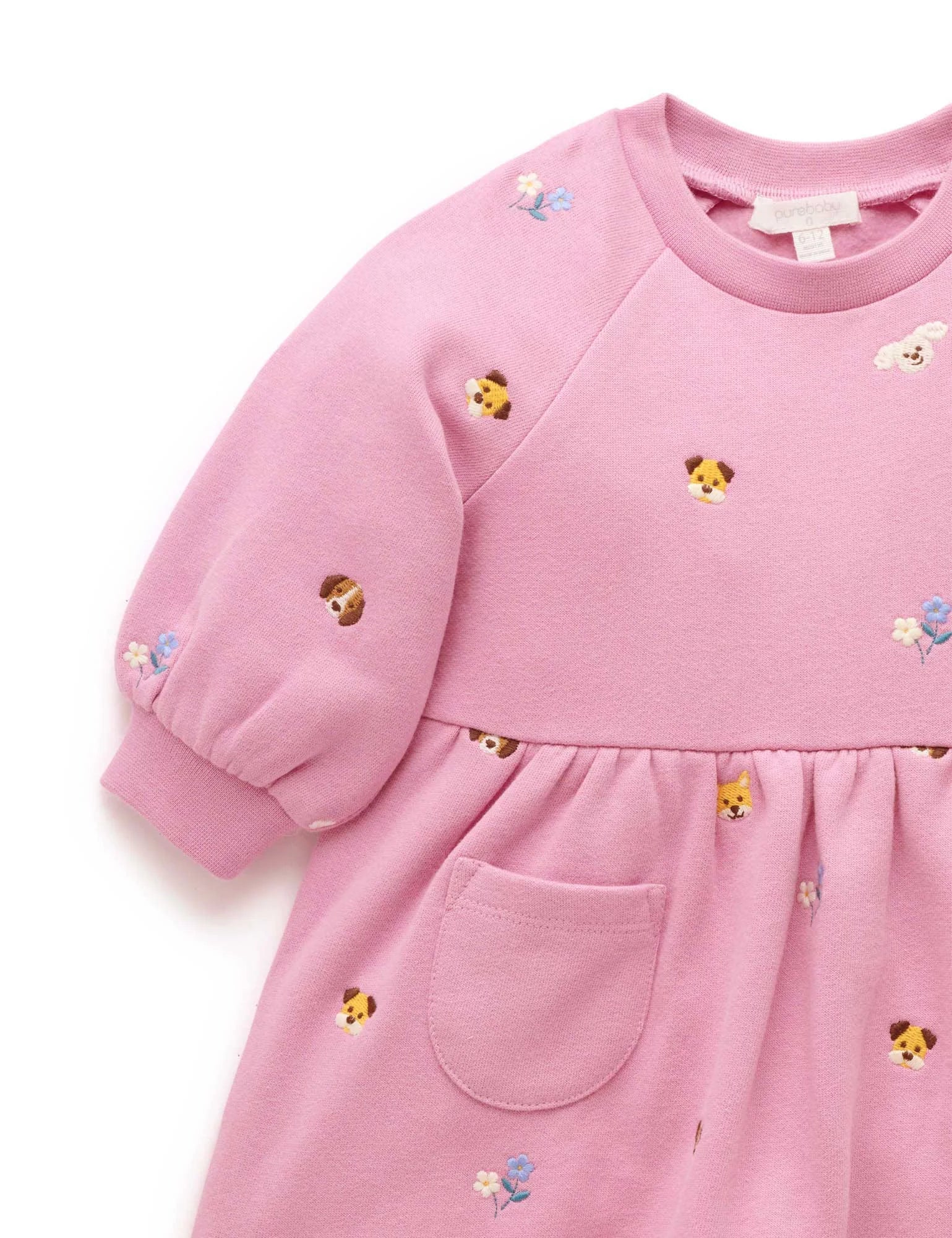 Purebaby Puppy Embroidered Dress