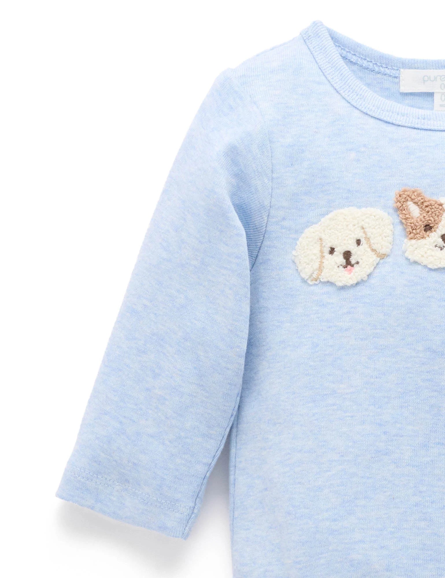 Puppy Applique Bodysuit - Sky Melange