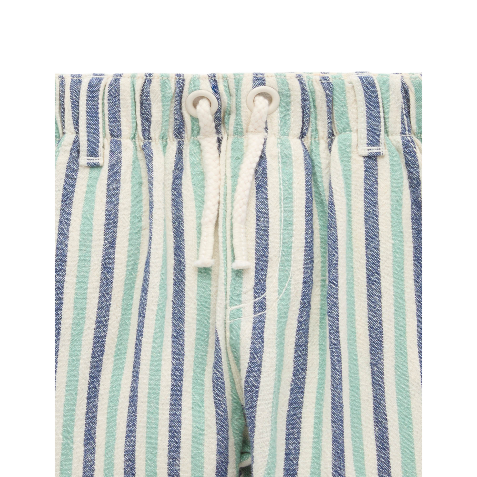 Purebaby Pull on Striped Short - Iguana Stripe