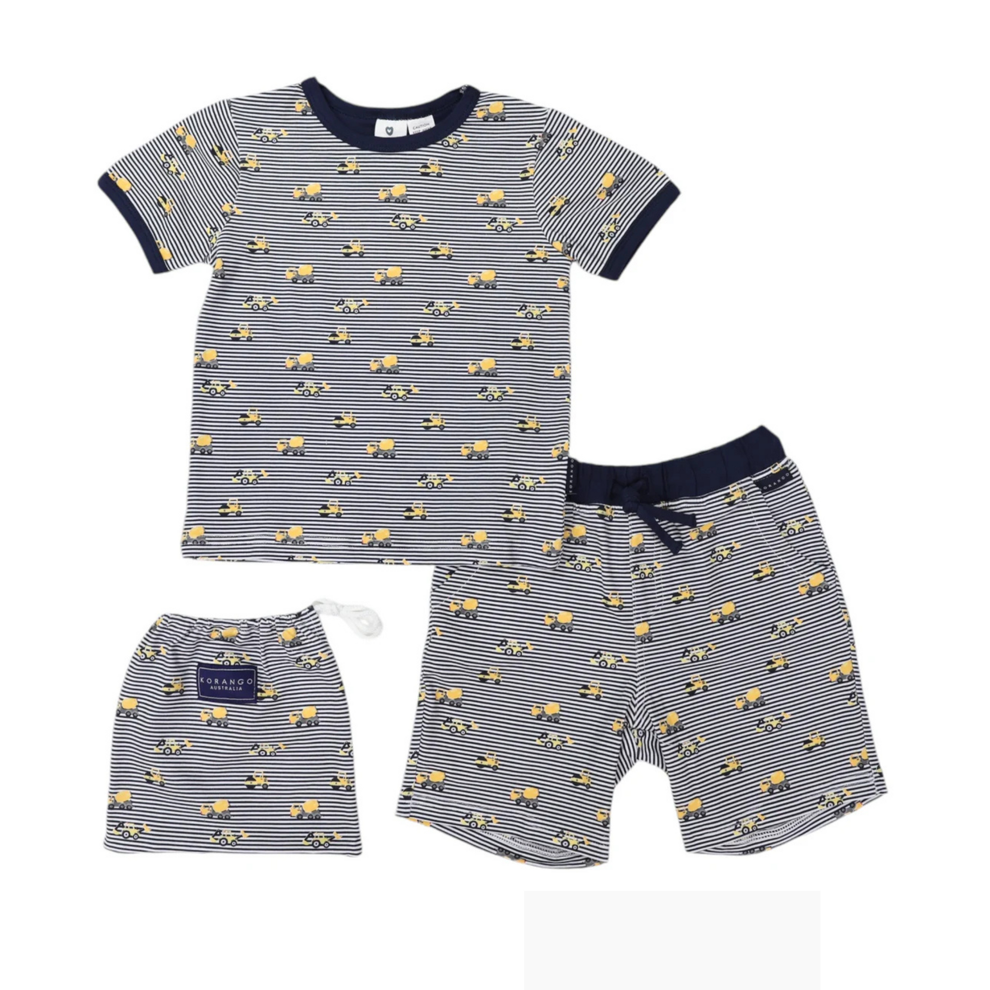 Korango Cotton PJs Trucks and Diggers Print - Navy