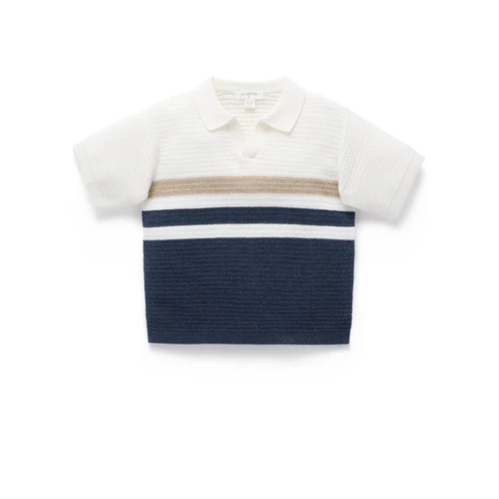 Purebaby Knitted Polo - Textured Stripe