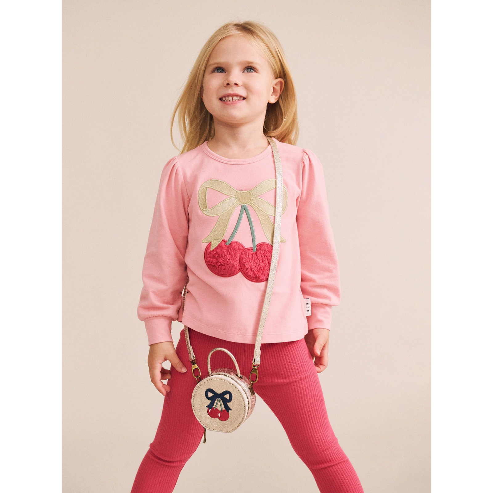 Huxbaby Cherry Bow Puff Sleeve Top