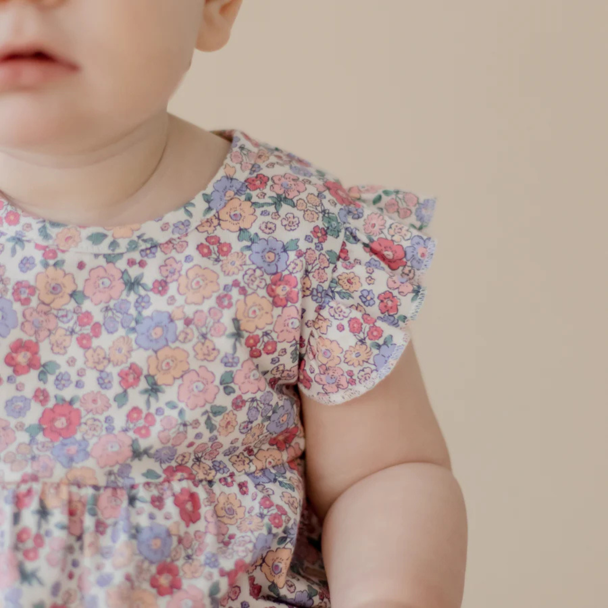 Marquise Field of Berries Flutter Sleeve Bodysuit Dress