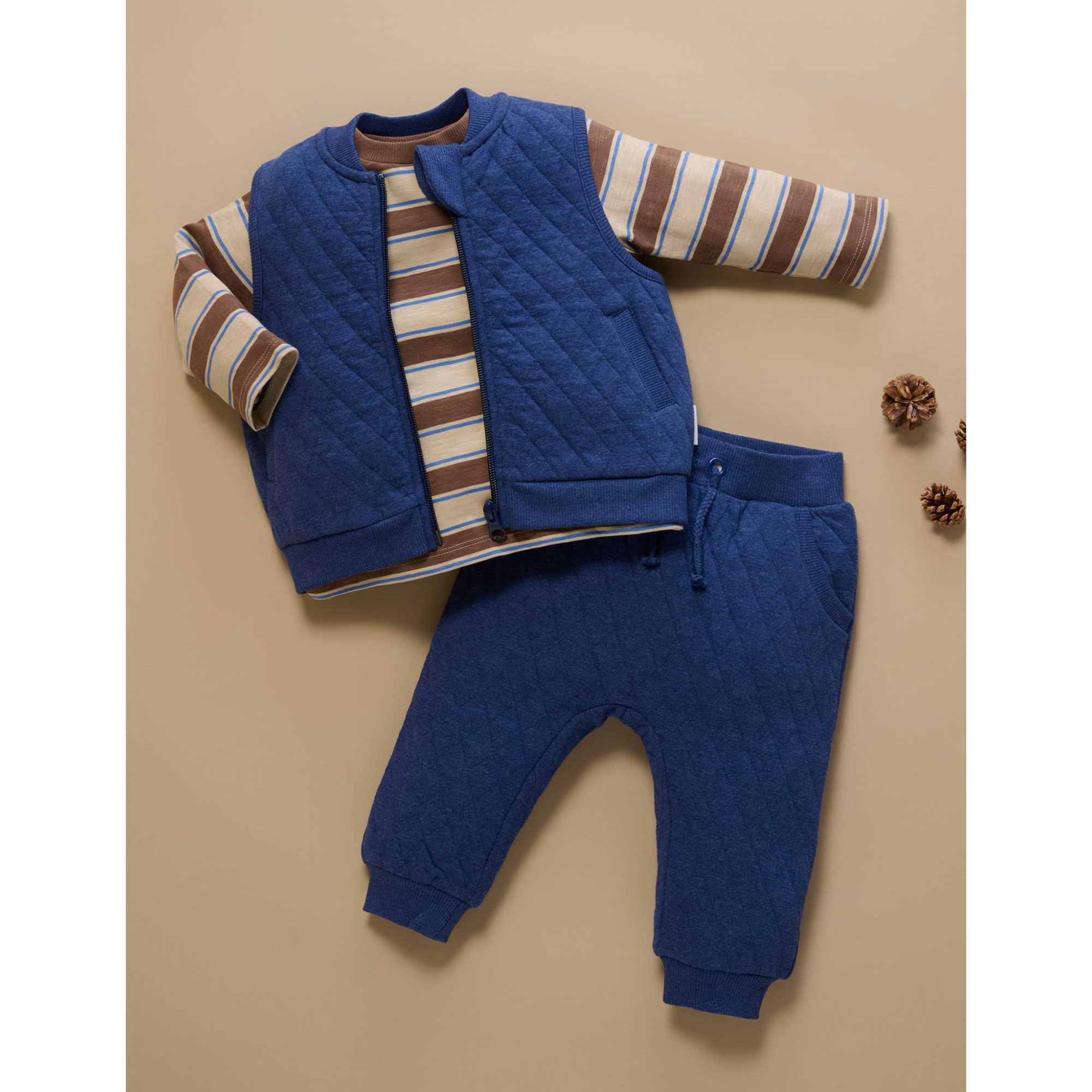 Purebaby Quilted Track Pants - Midnight Melange