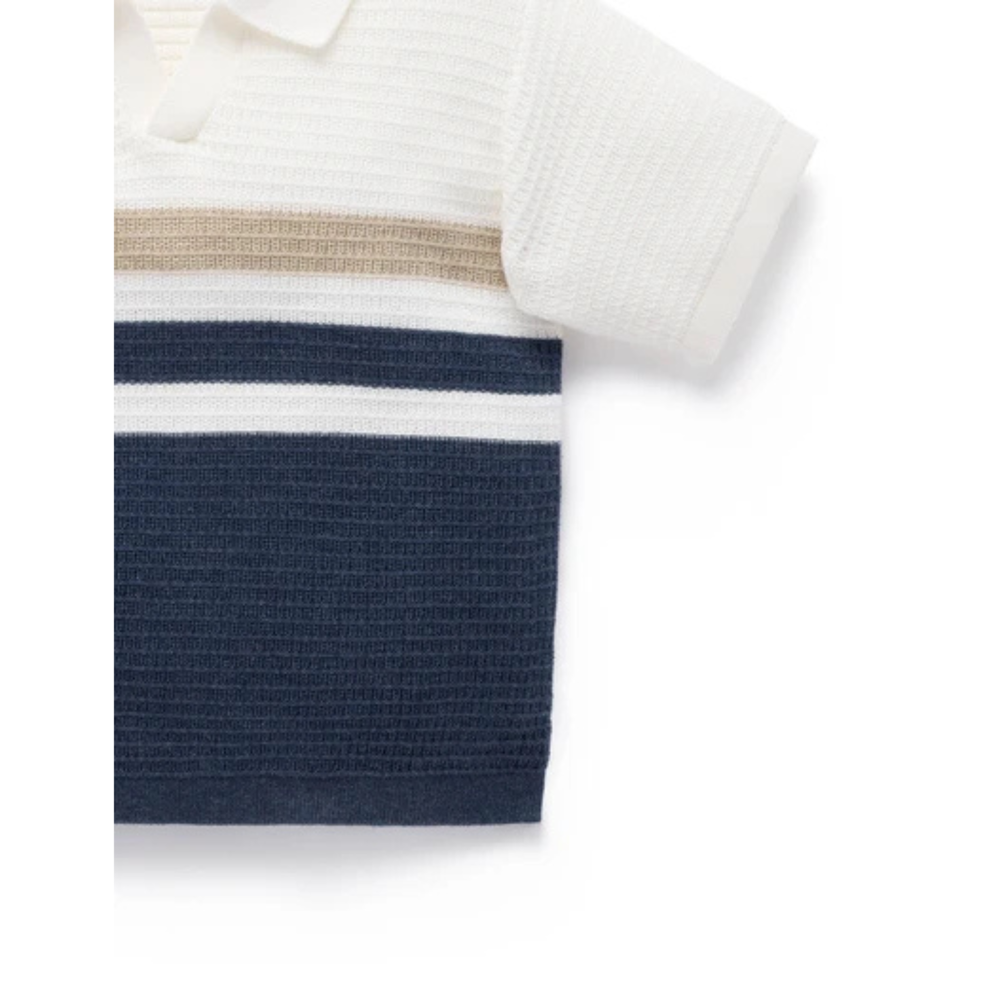Purebaby Knitted Polo - Textured Stripe