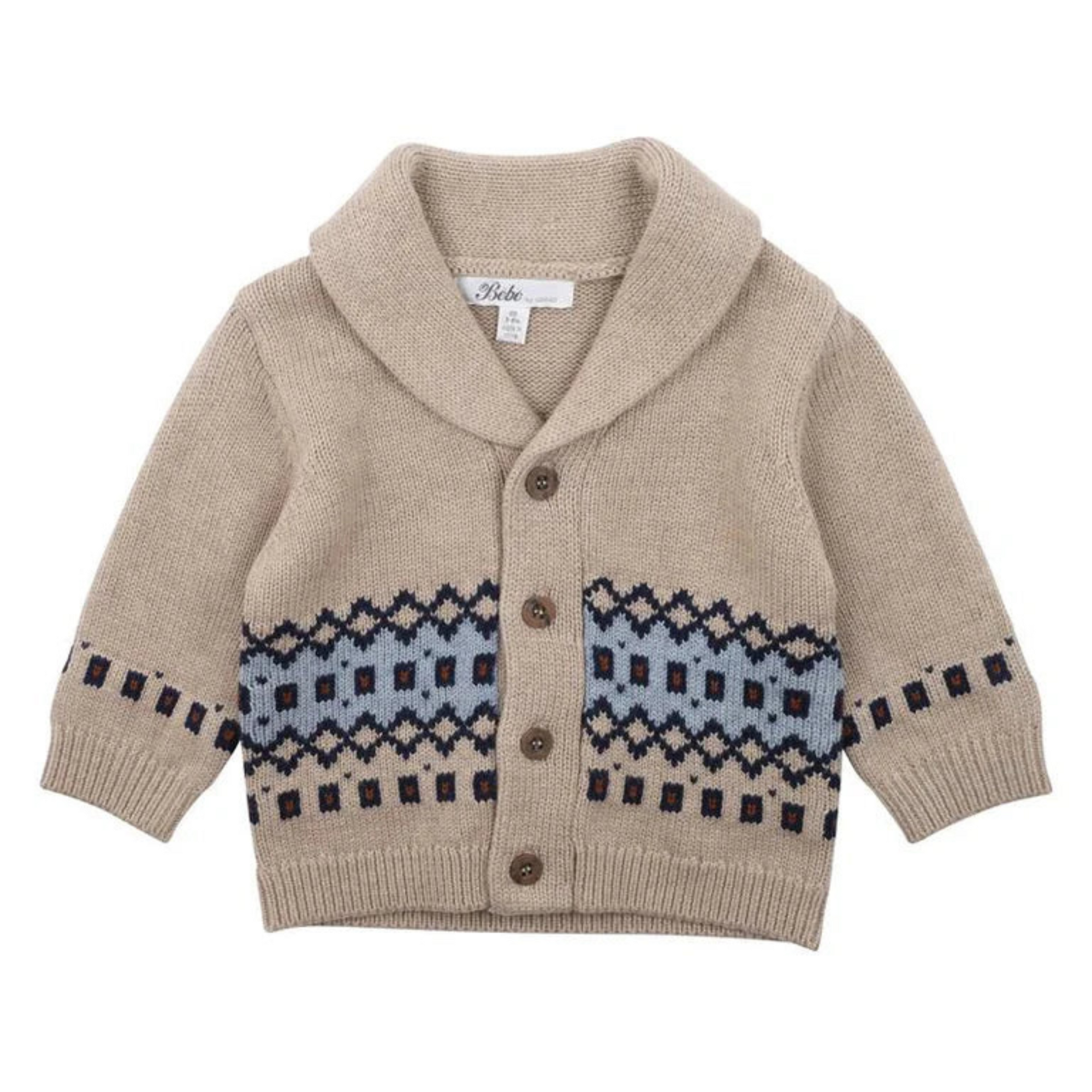 Bebe Liam Fairisle Knitted Cardigan - Nutmeg Marl