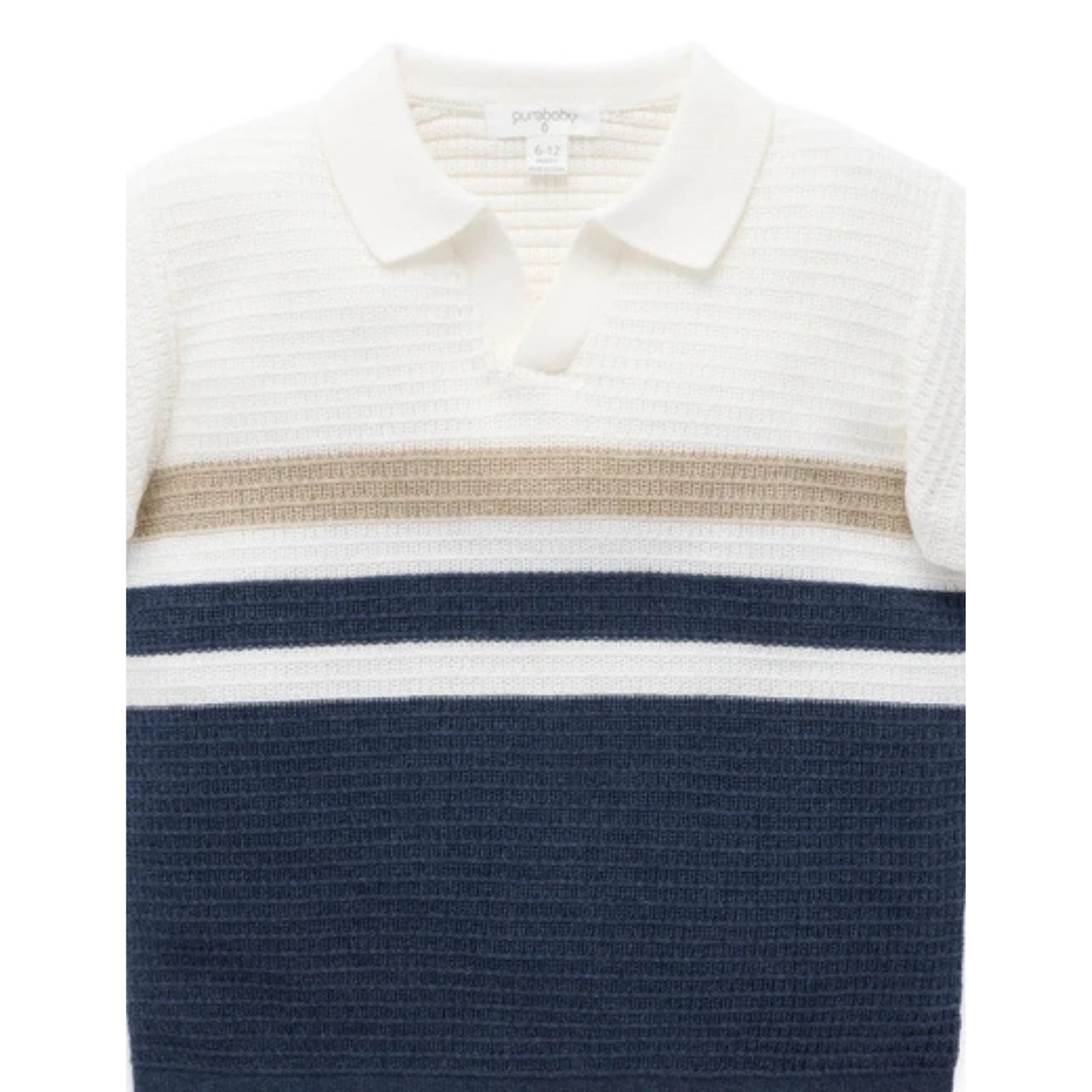Purebaby Knitted Polo - Textured Stripe
