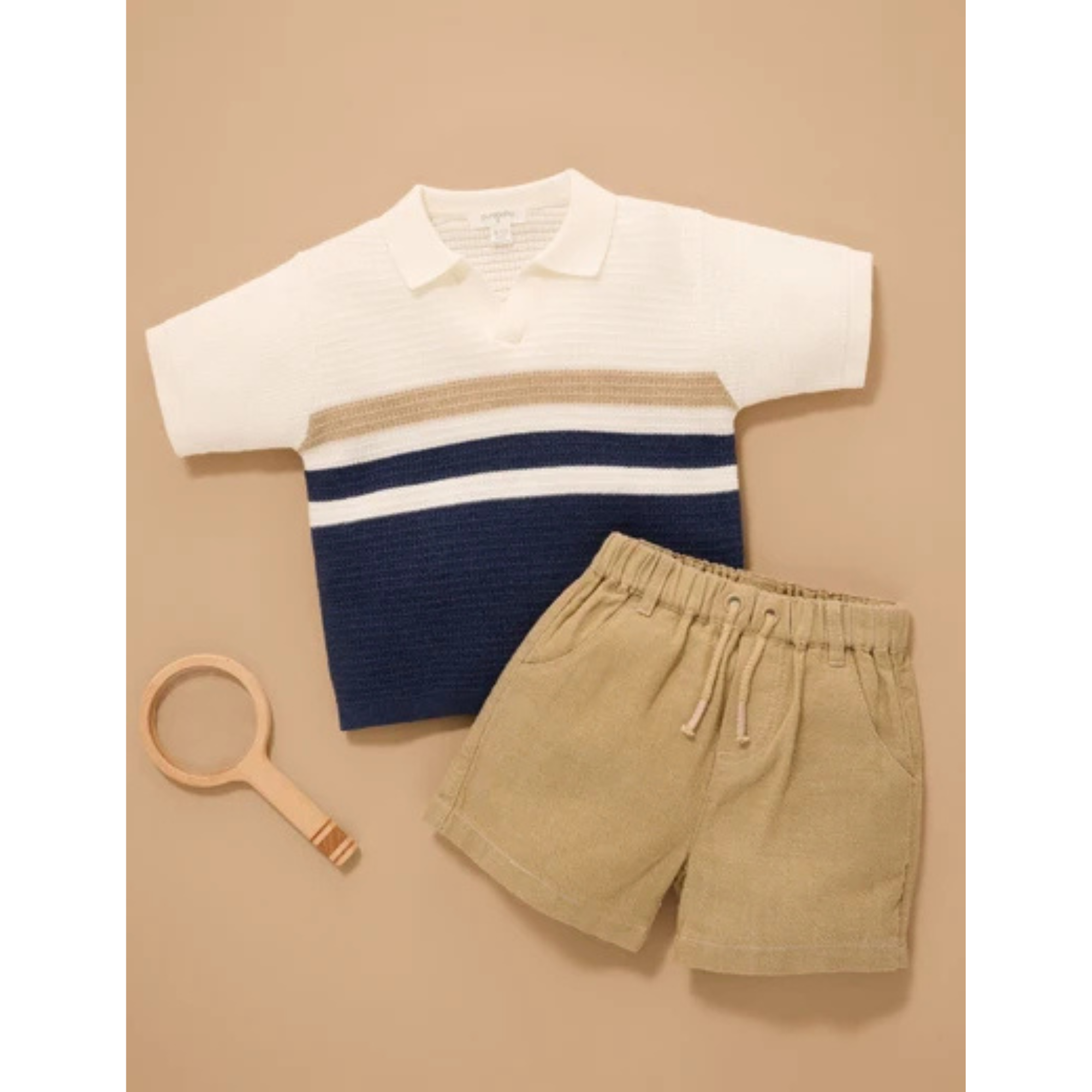 Purebaby Knitted Polo - Textured Stripe