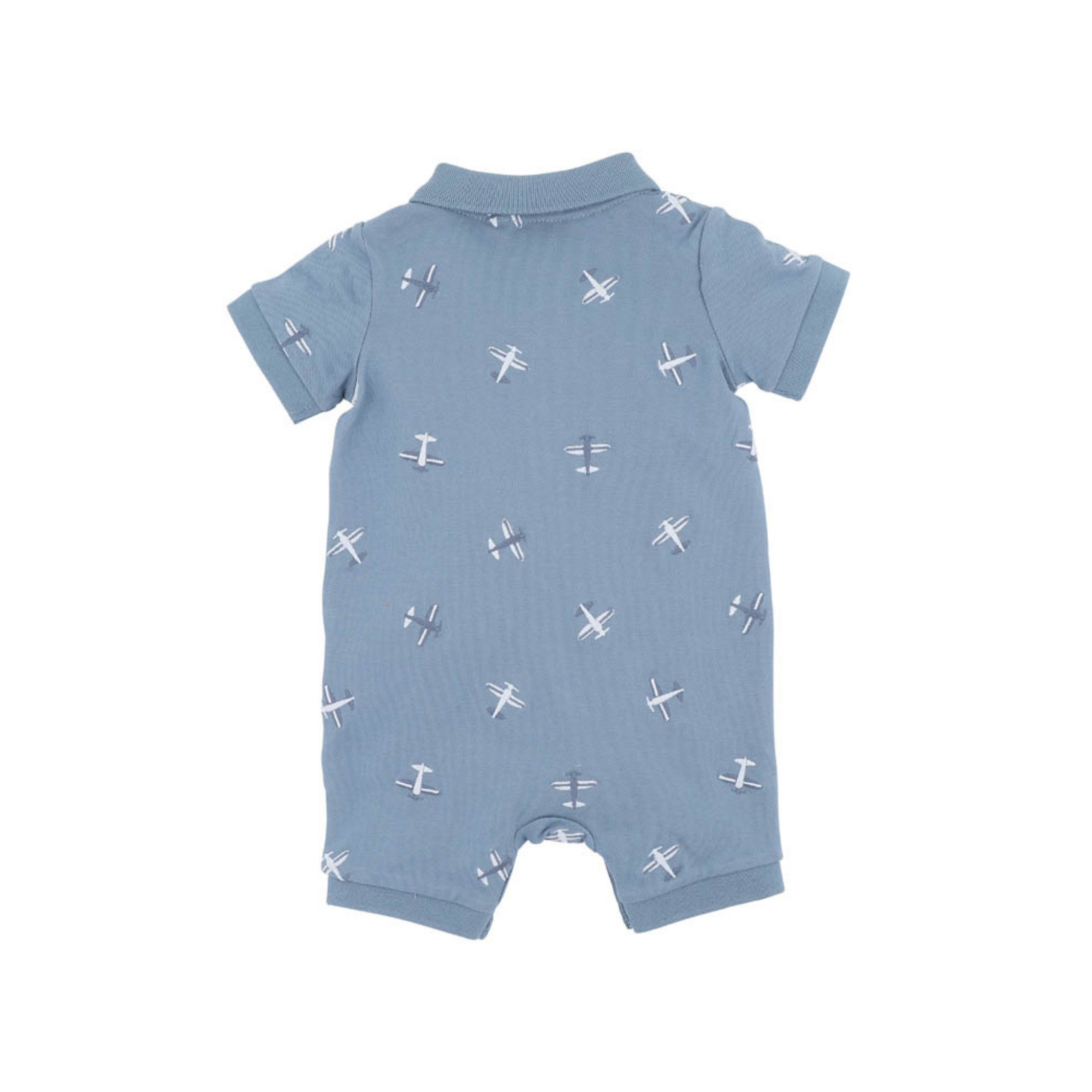 Bebe Harlan Emboidered SS Polo Romper - Harlan Embroidery