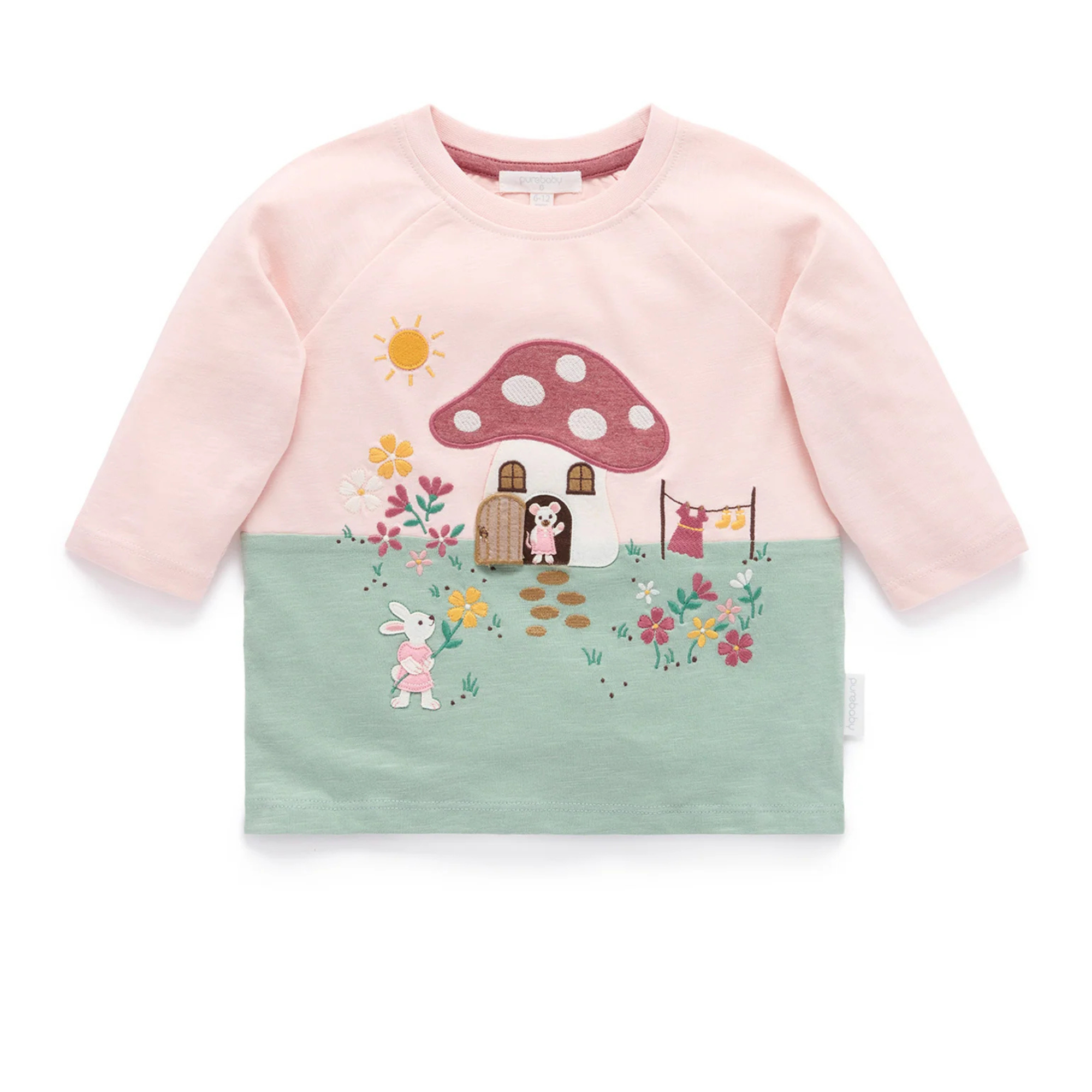 Purebaby Toadstool House Tee - Sweet Pea