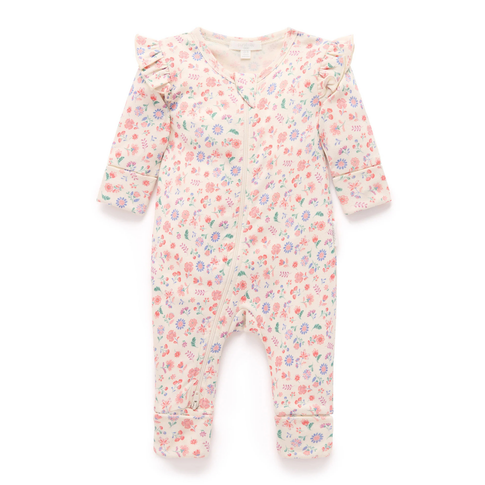 Purebaby Printed Zip Growsuit - Flor Print